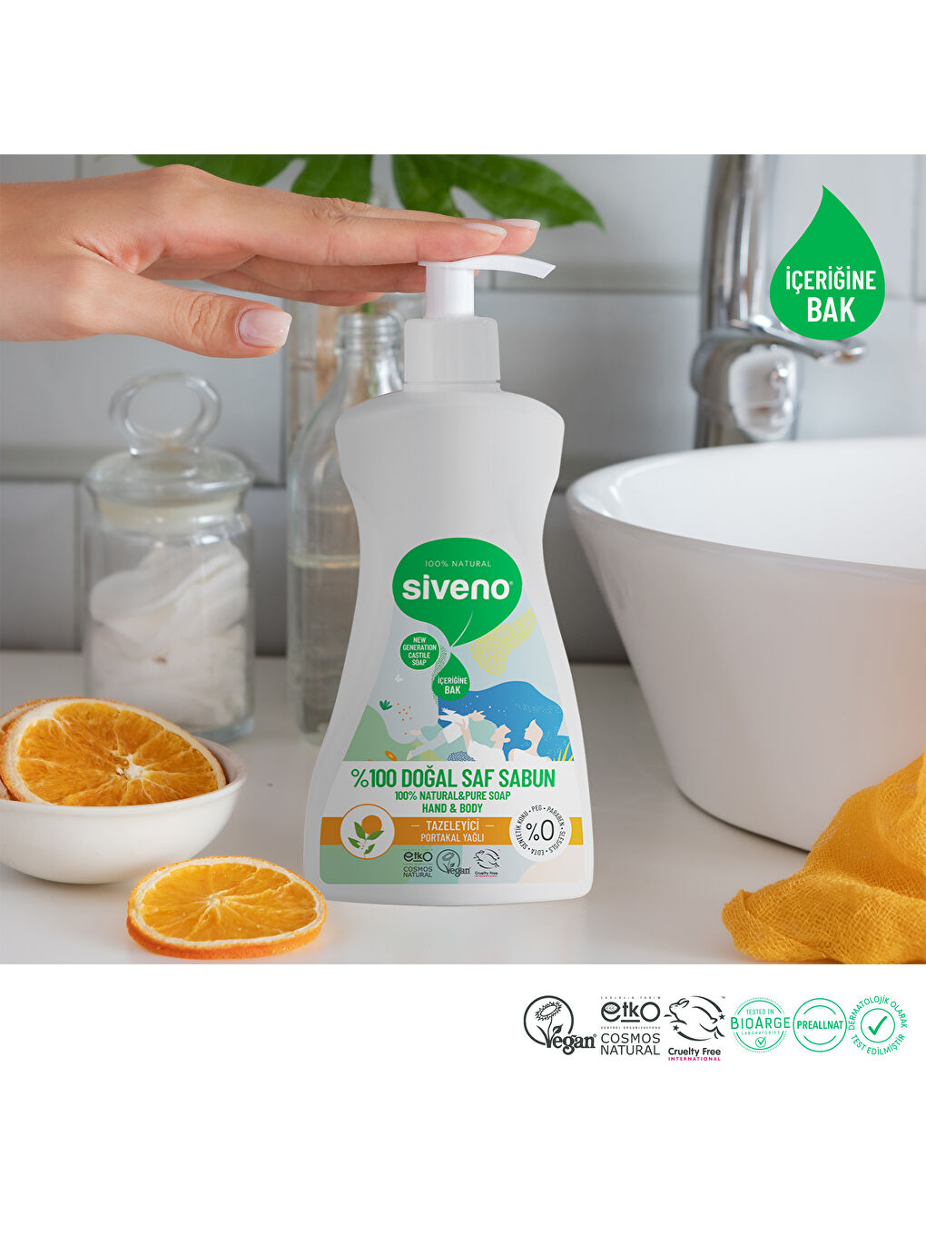 %100 Doğal Sıvı Kastil Sabun Portakal Yağlı Tazeleyici Nemlendirici Arındırıcı Bitkisel Vegan 300 ml-2