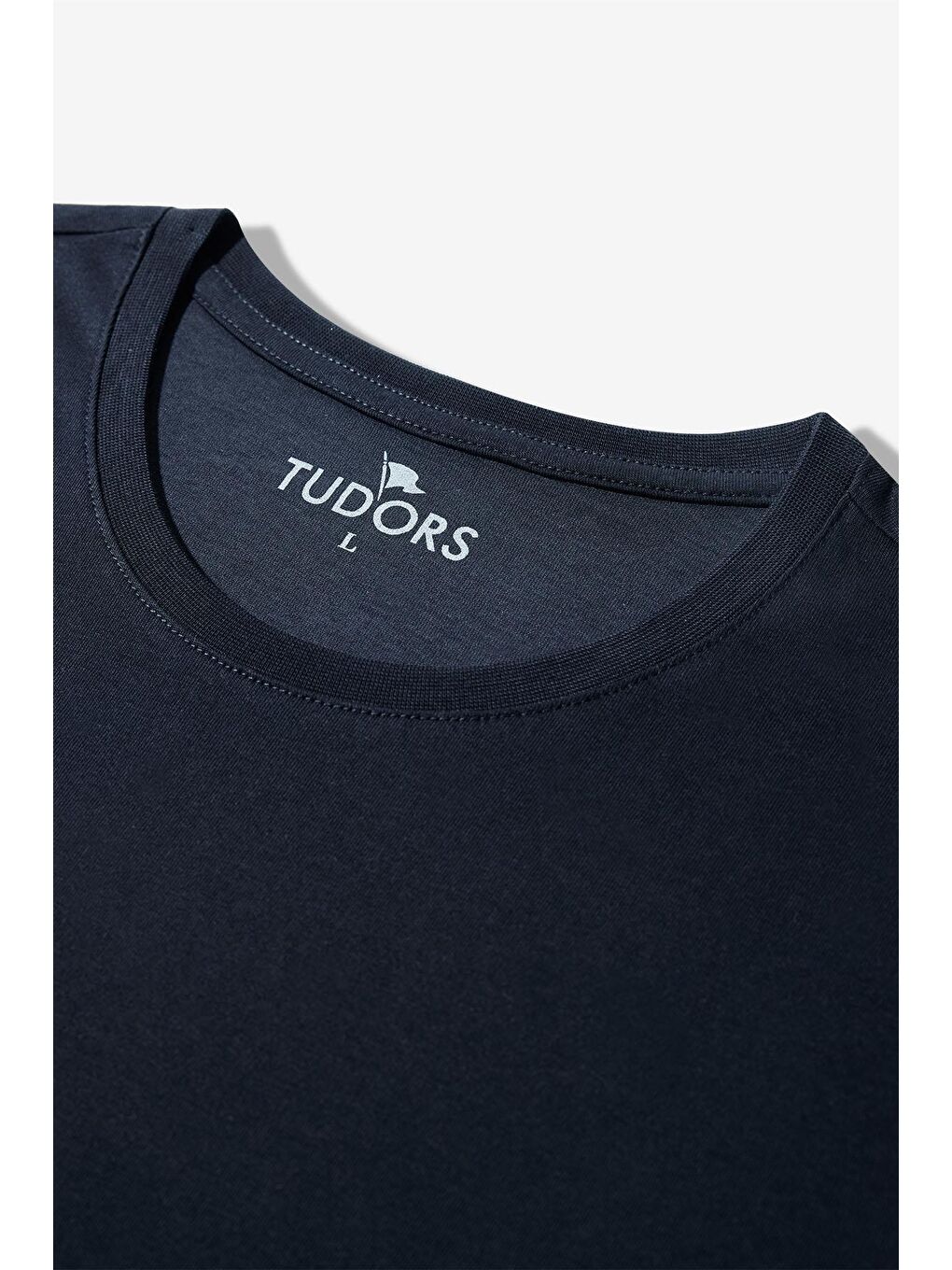 Siyah Unisex 2'Li Paket Beyaz-Lacivert Slim Fit Dar Kesim %100 Pamuk Bisiklet Yaka Tişört-4