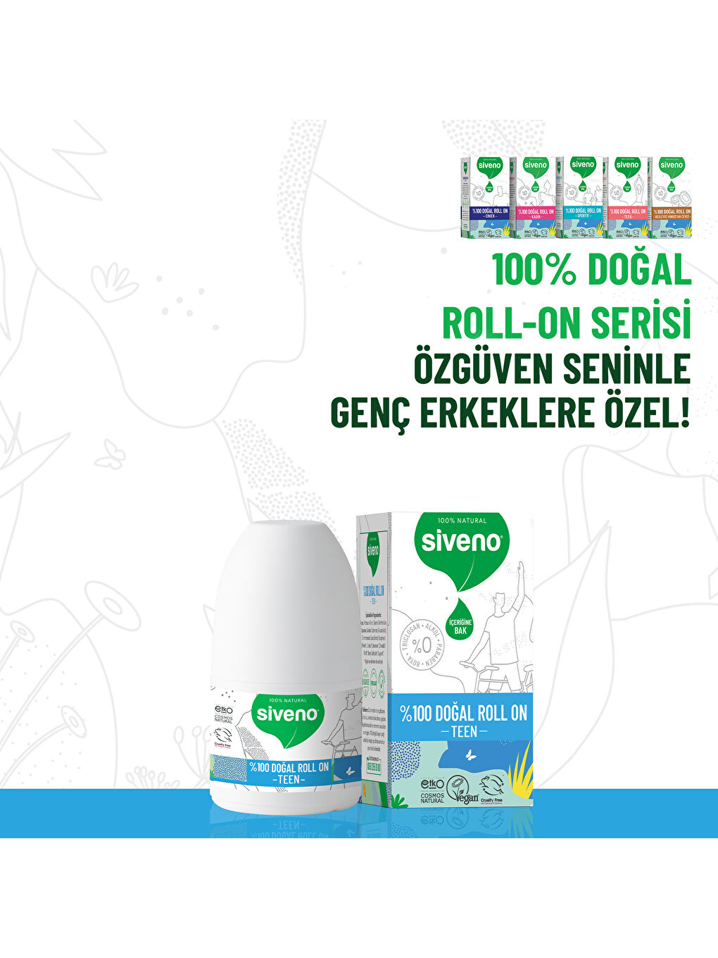 %100 Doğal Roll On Teen Blue Genç Erkek Deodorant Ter Kokusu Önleyici Bitkisel Lekesiz Vegan 50 ml-2
