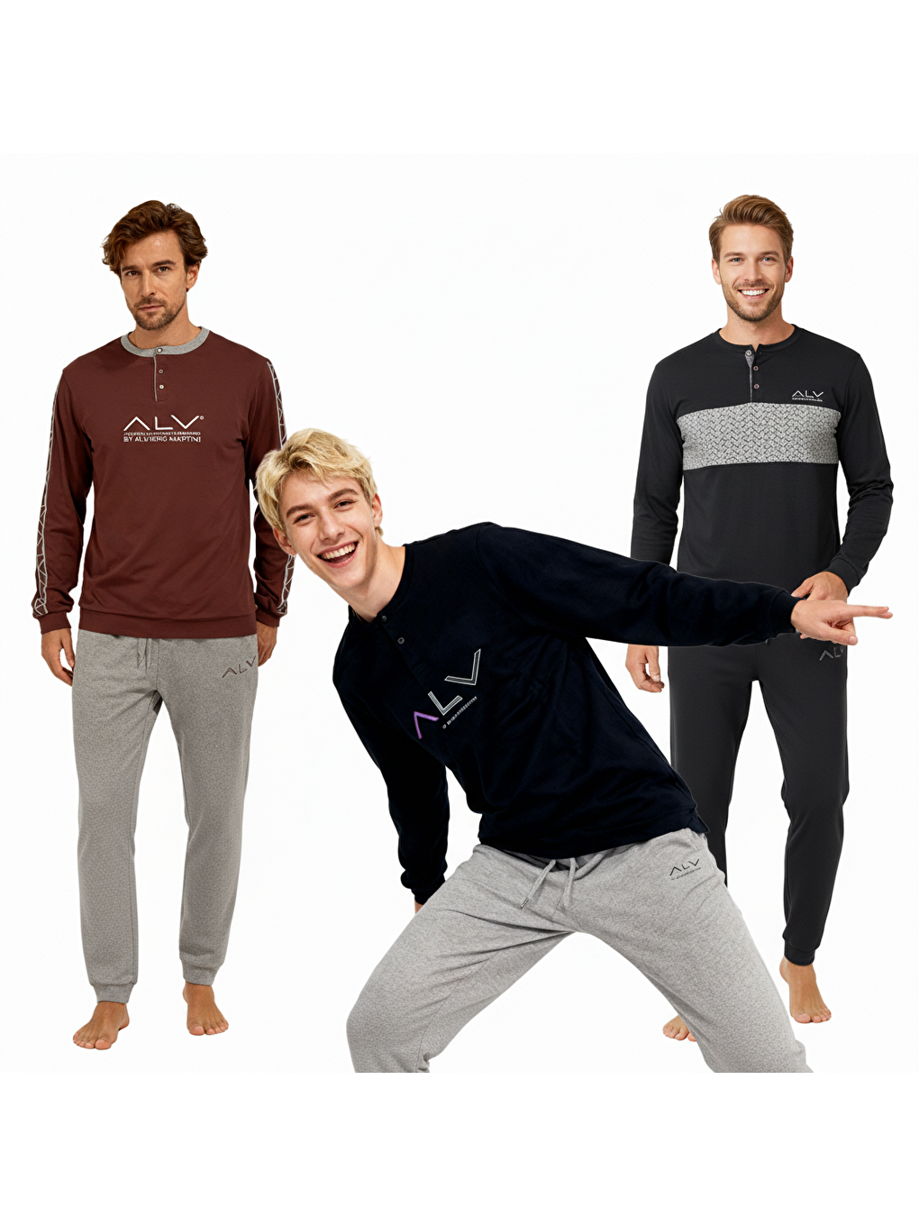 Karışık Erkek Pamuklu 3 Adet 2'Li Pijama Takımı Bb2235-1