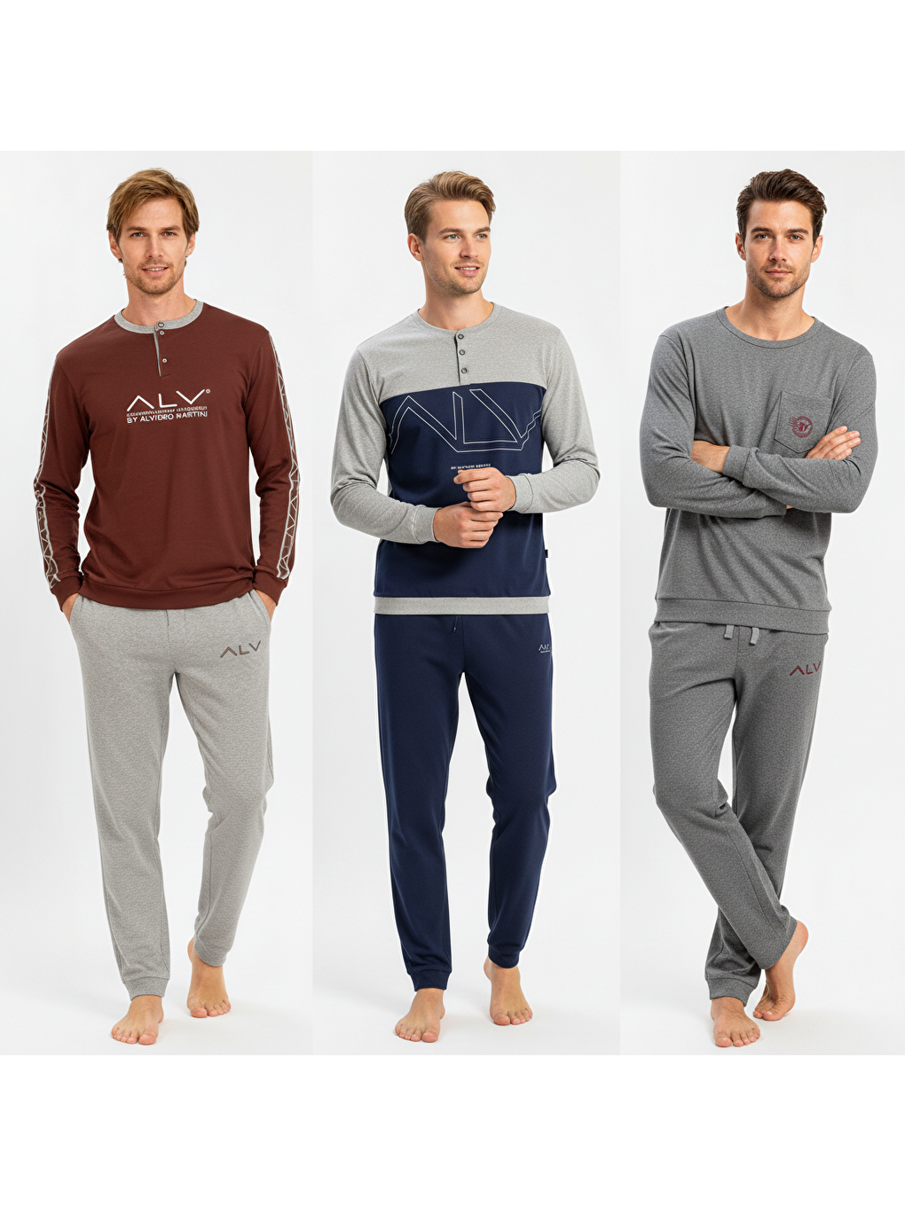 Karışık Erkek Pamuklu 3 Adet 2'Li Pijama Takımı Bb2234