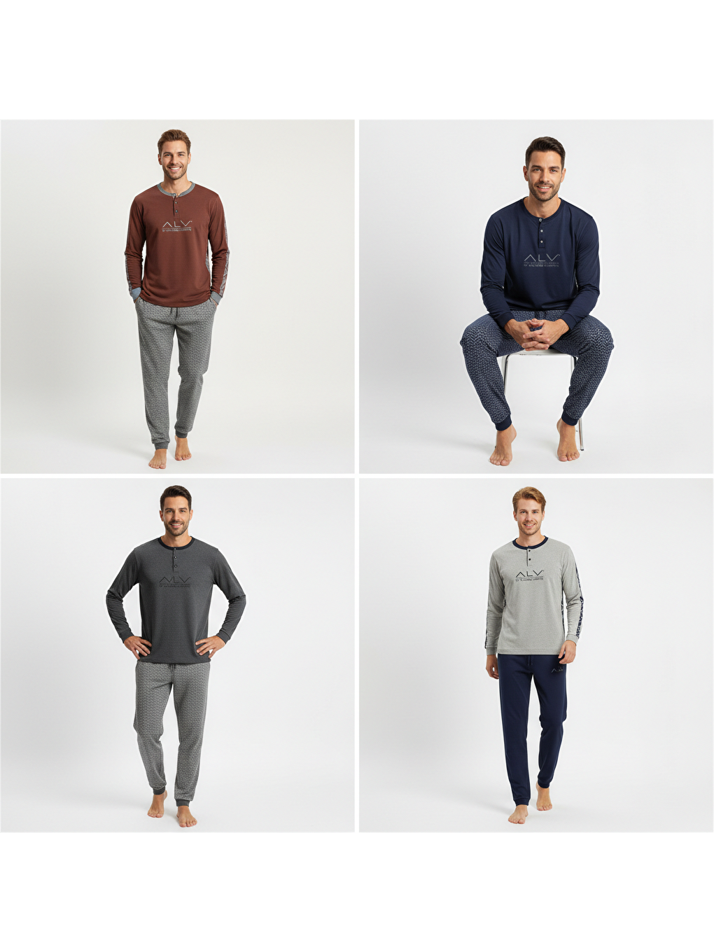 Karışık Erkek Pamuklu 4 Adet 2'Li Pijama Takımı Bb2238