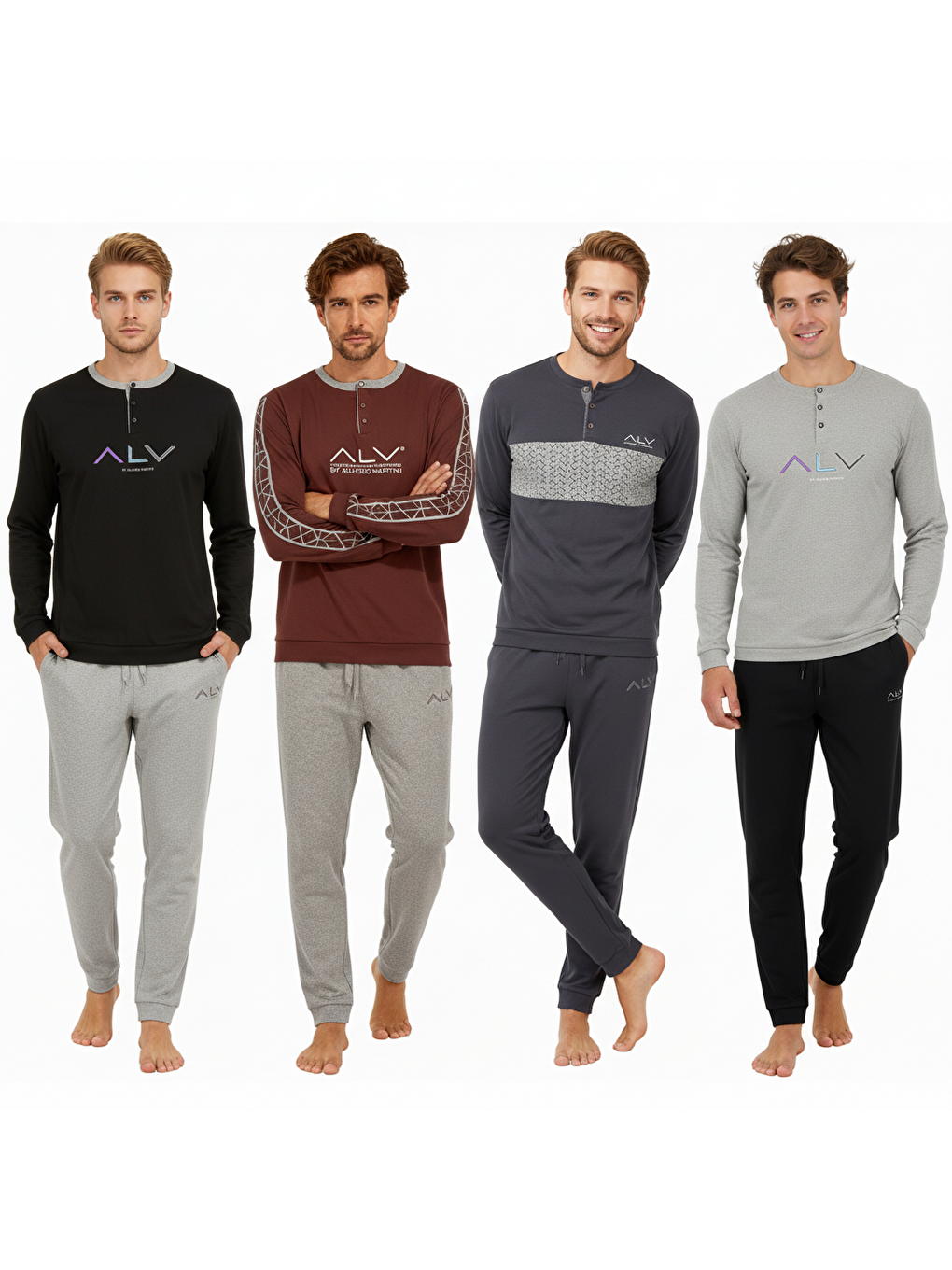 Karışık Erkek Pamuklu 4 Adet 2'Li Pijama Takımı Bb2239