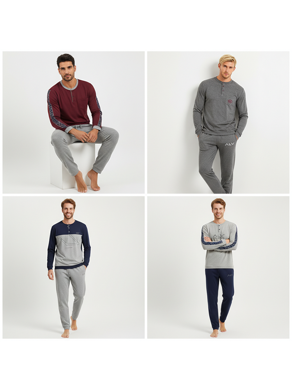 Siyah Erkek Pamuklu 4 Adet 2'Li Pijama Takımı Bb2240