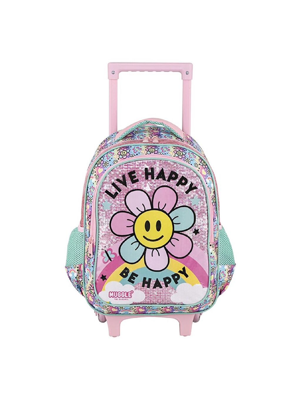 2 Bölmeli Live Happy Çekçekli Okul Sırt Çantası Pembe (MU-9172)