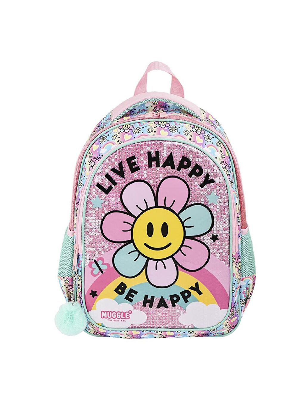 2 Bölmeli Live Happy Çekçekli Okul Sırt Çantası Pembe (MU-9172)-3
