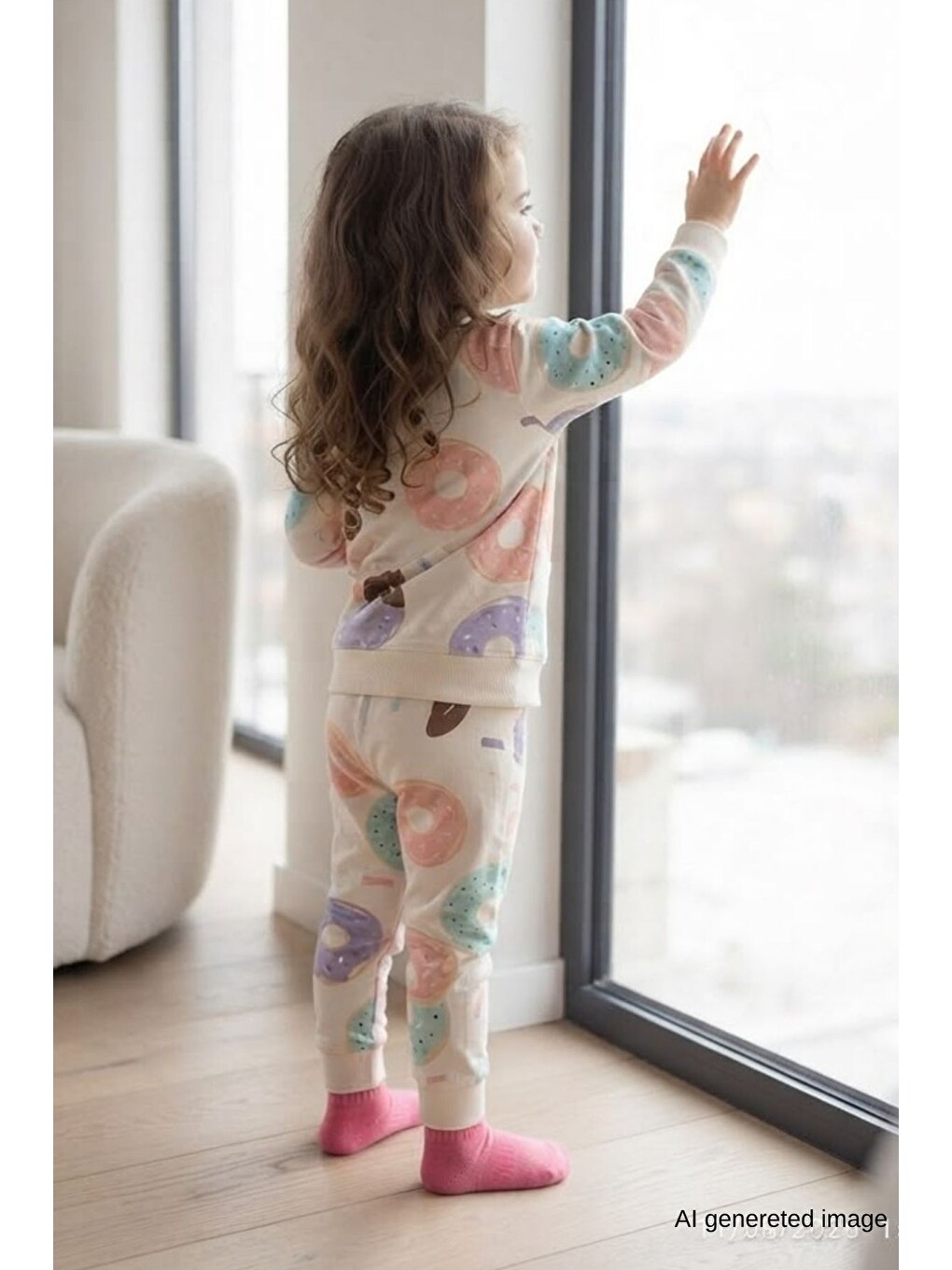 Bej Kız Çocuk Pamuklu Desenli Pijama Takım Tkm1018-1