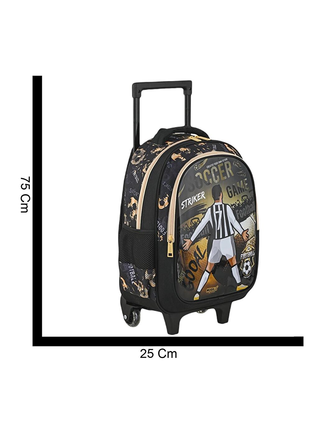 2 Bölmeli Soccer Game Çekçekli Okul Çantası Siyah (MU-9173)-1