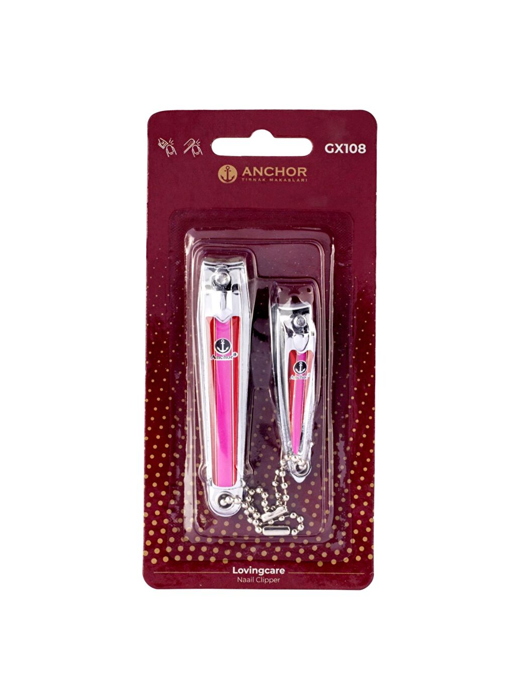 Anchor Çift Renkli Katelalı Tırnak Makası Seti 2 Li Pembe (GX108)