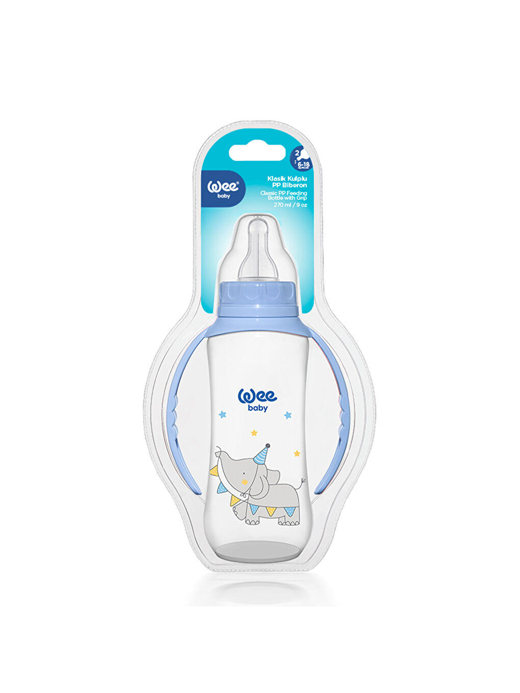 Klasik Kulplu PP Biberon 270 ml - MAVİ-2