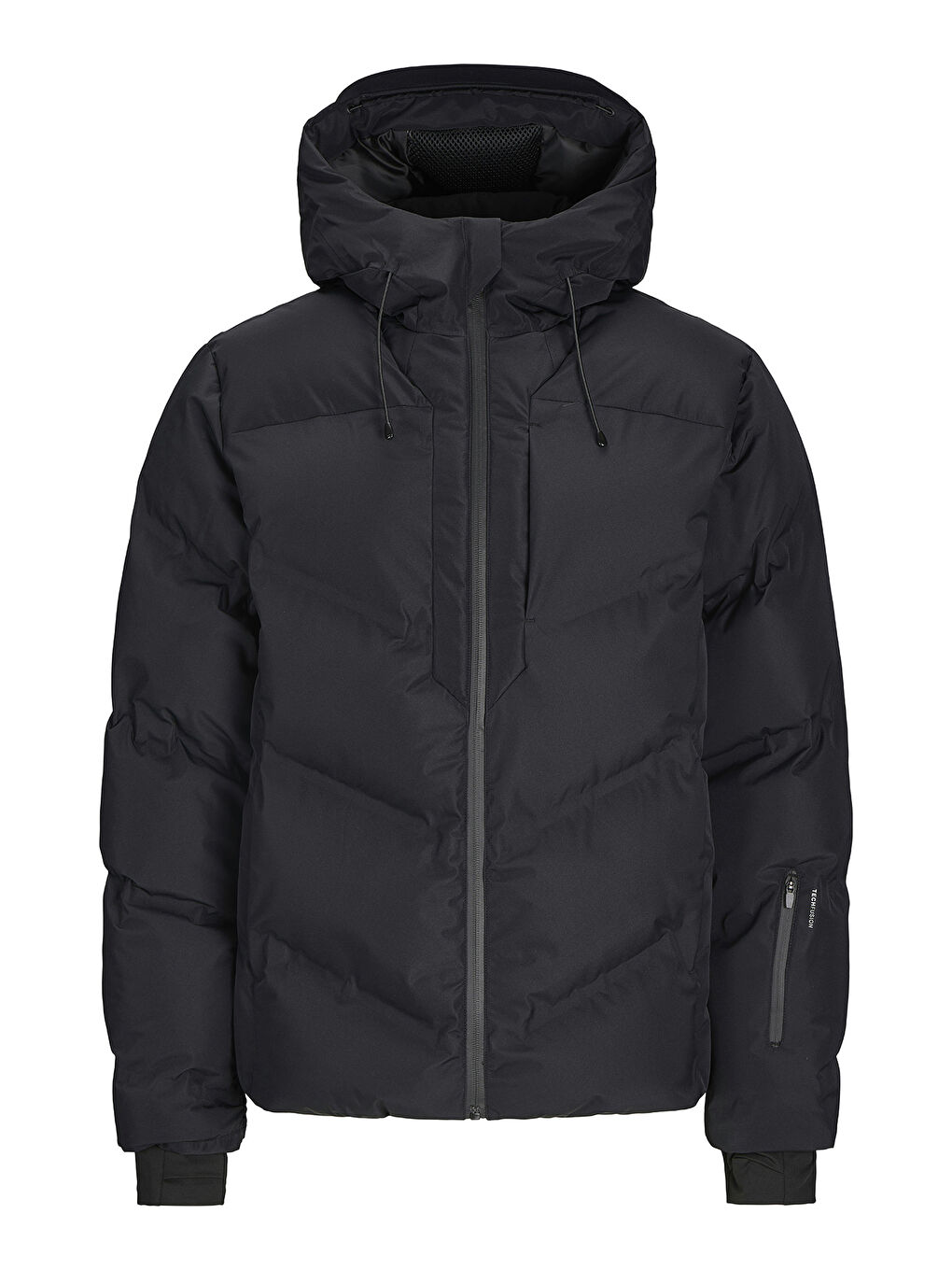 Siyah Core Jcoslay Kapitoneli Regular Fit Su Geçirmez Kapüşonlu Mont 12260482-5