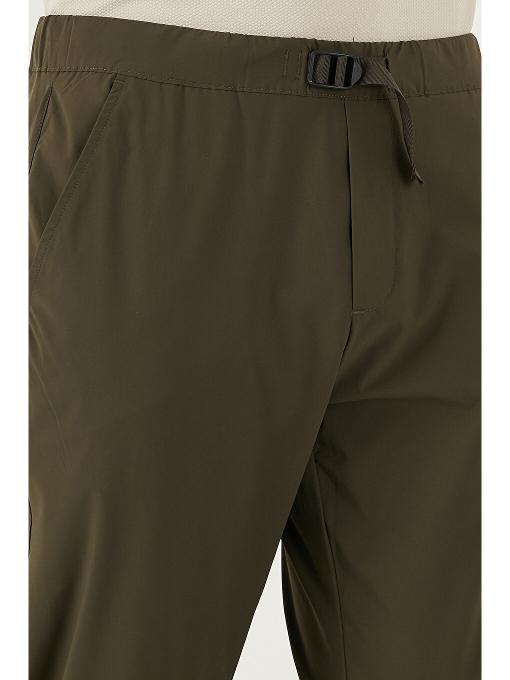 Haki Slim Fit Lastikli Bel Boru Paça Kemer Detaylı Erkek Pantolon 5543S86JMILANO-4