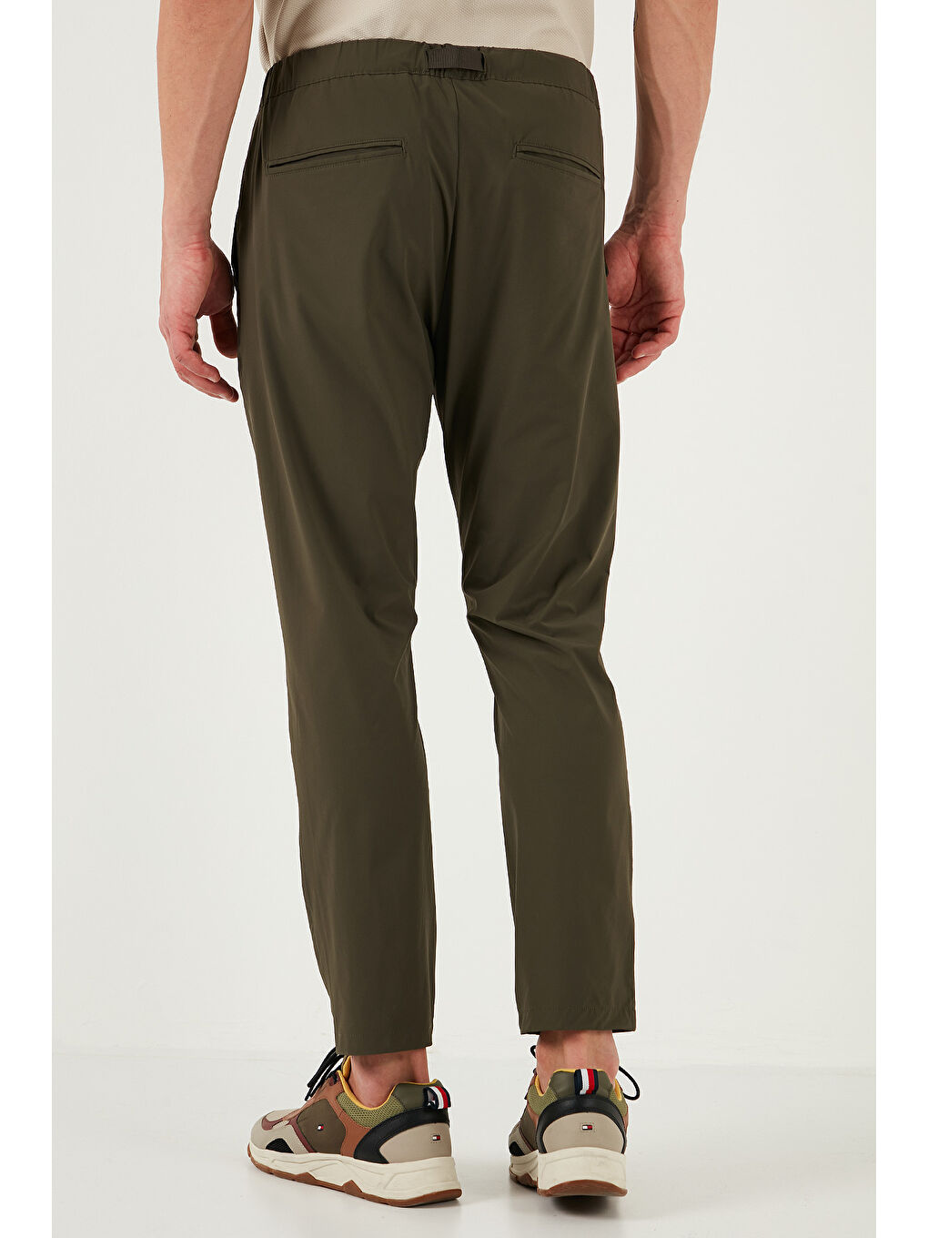 Haki Slim Fit Lastikli Bel Boru Paça Kemer Detaylı Erkek Pantolon 5543S86JMILANO-5