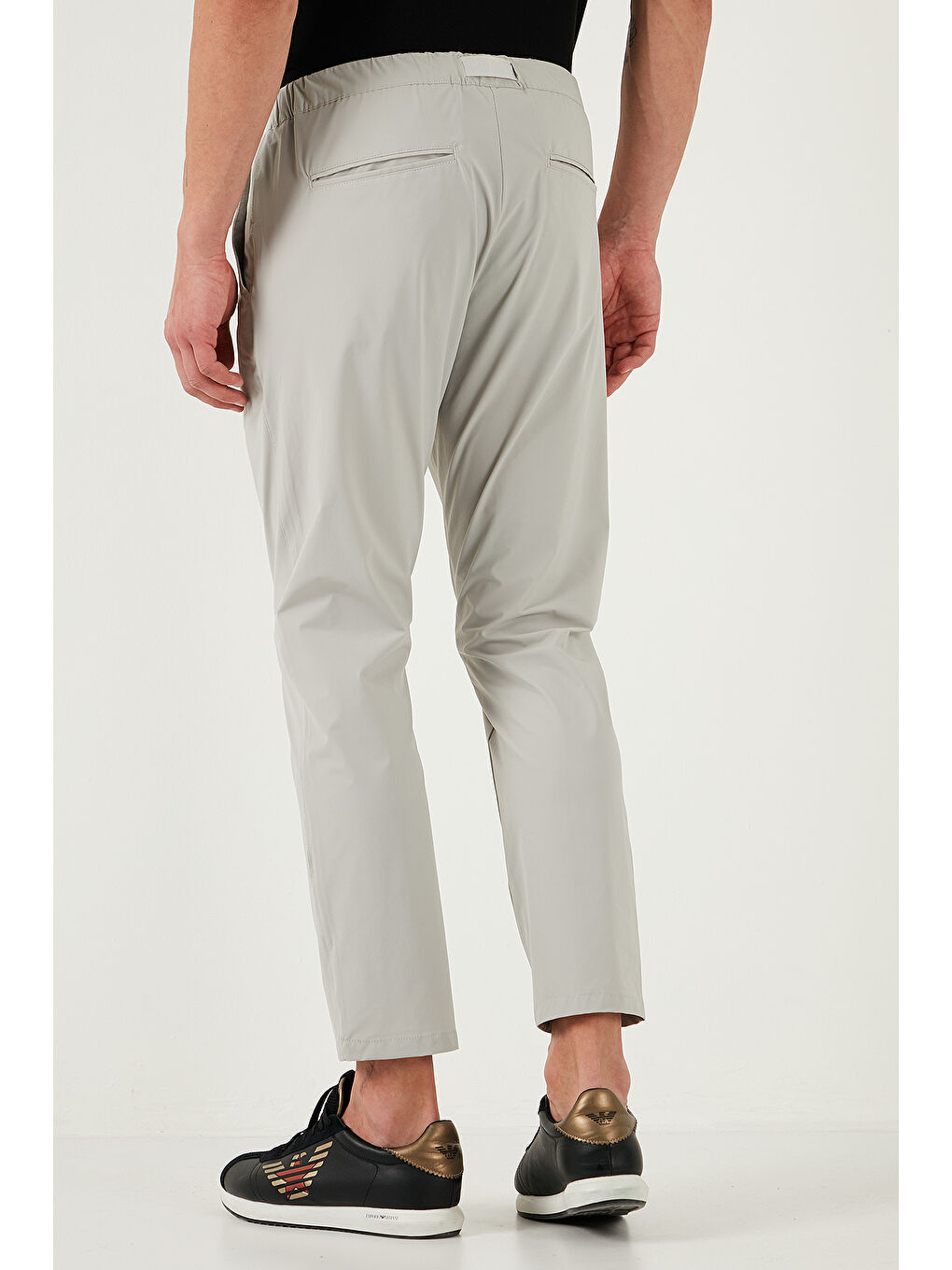 Gri Slim Fit Lastikli Bel Boru Paça Kemer Detaylı Erkek Pantolon 5543S86JMILANO-5