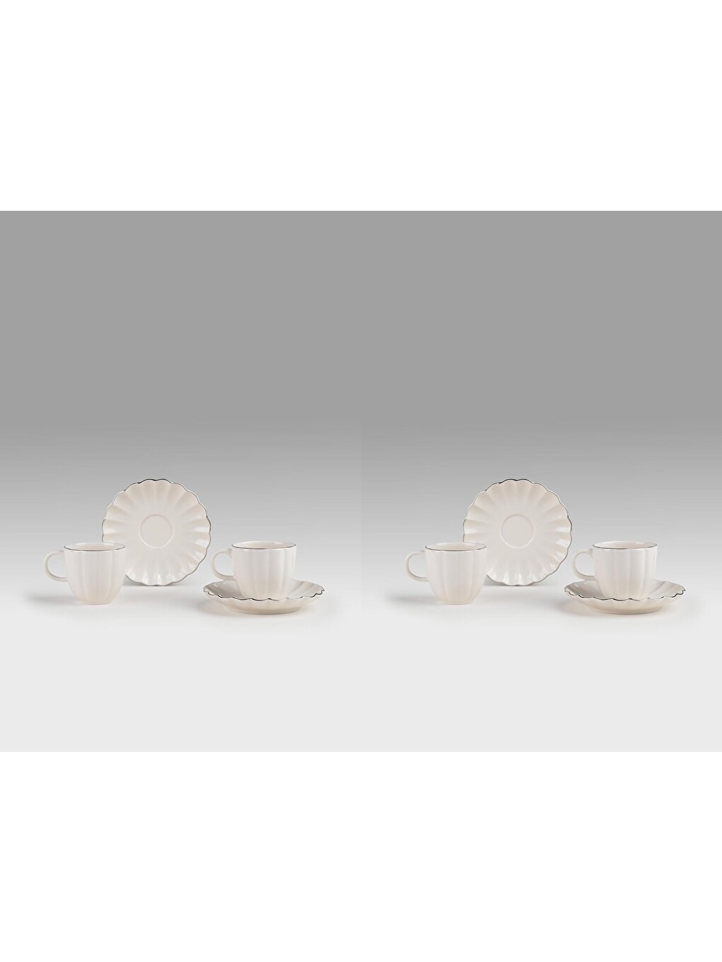 Ekru Bone Luz Kahve Fincan Takımı 90cc Platin Yaldızlı 8 Parça 4 Kişilik-1