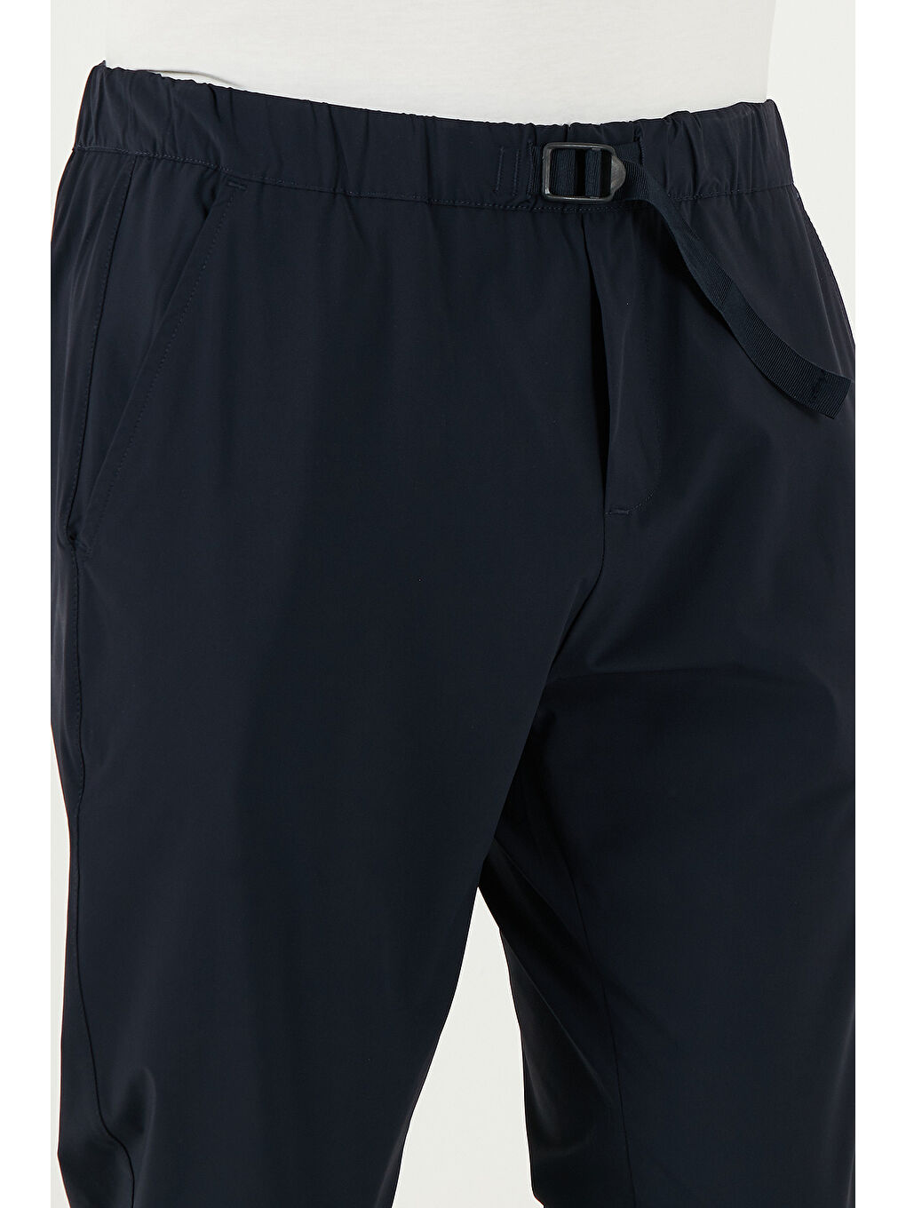 Lacivert Slim Fit Lastikli Bel Boru Paça Kemer Detaylı Erkek Pantolon 5543S86JMILANO-4