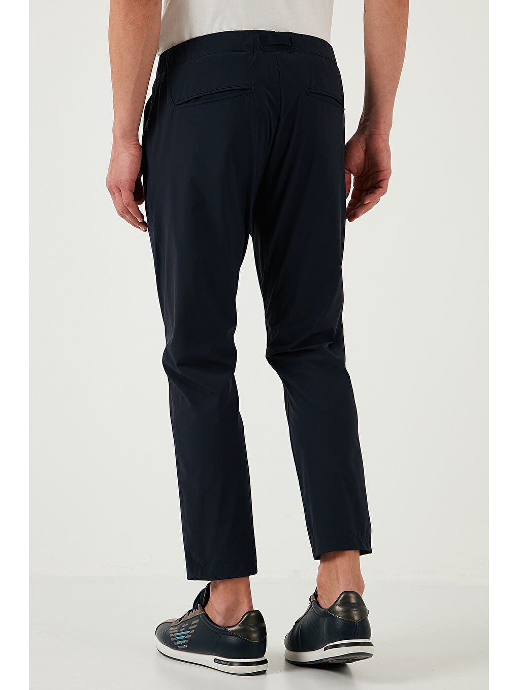 Lacivert Slim Fit Lastikli Bel Boru Paça Kemer Detaylı Erkek Pantolon 5543S86JMILANO-5