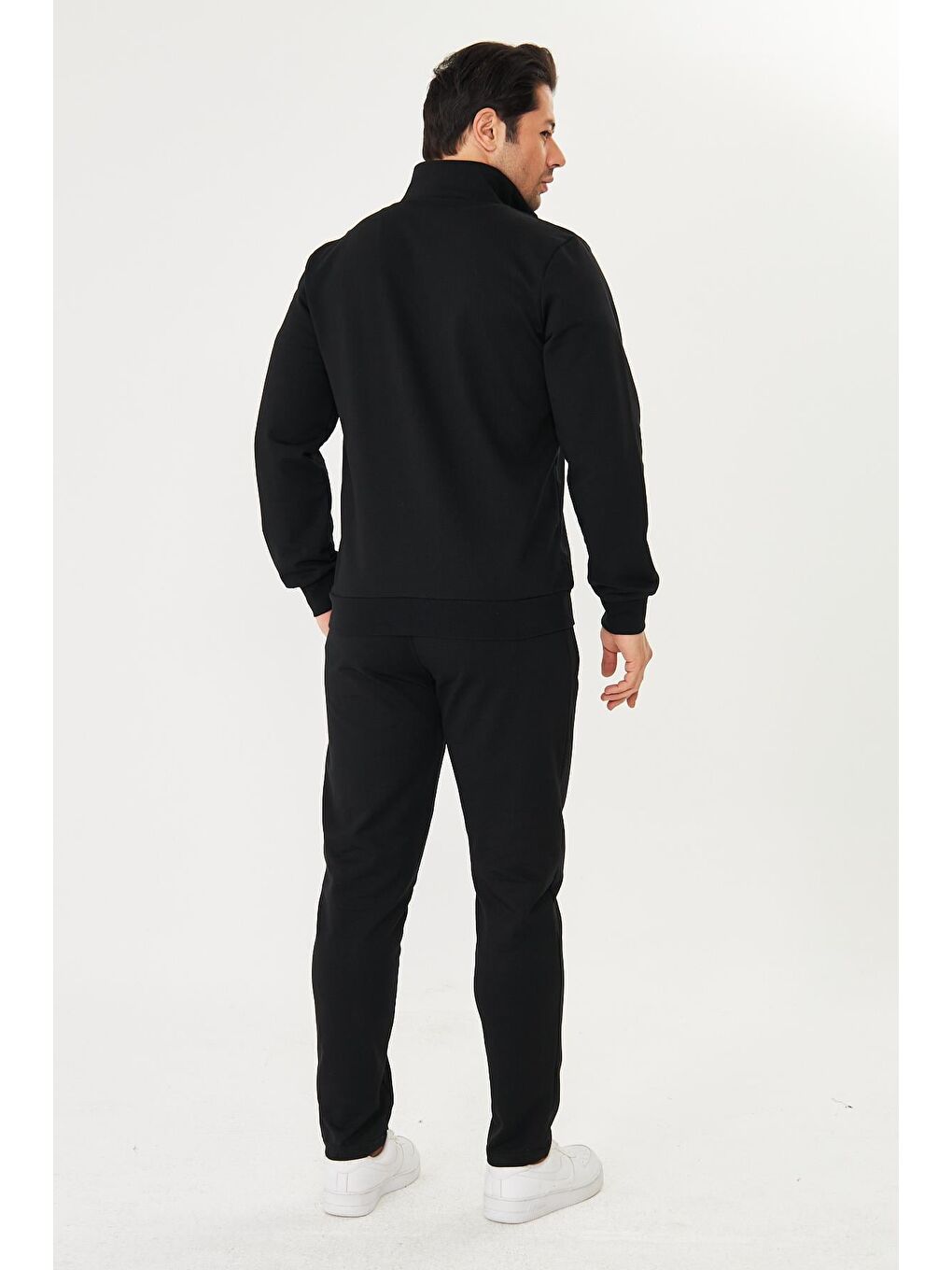 Erkek Pamuklu Fermuarlı Eşofman Takımı Siyah 9522-S-5