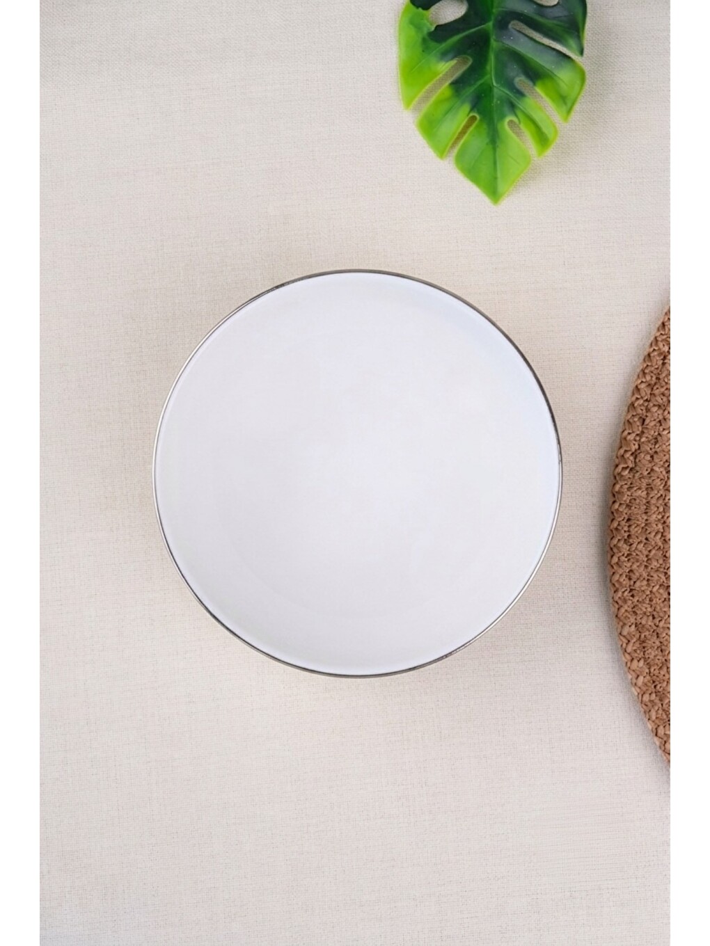 Ekru Porselen Sofia Platin Yaldızlı Kase 13,5cm 380cc Tekli-1