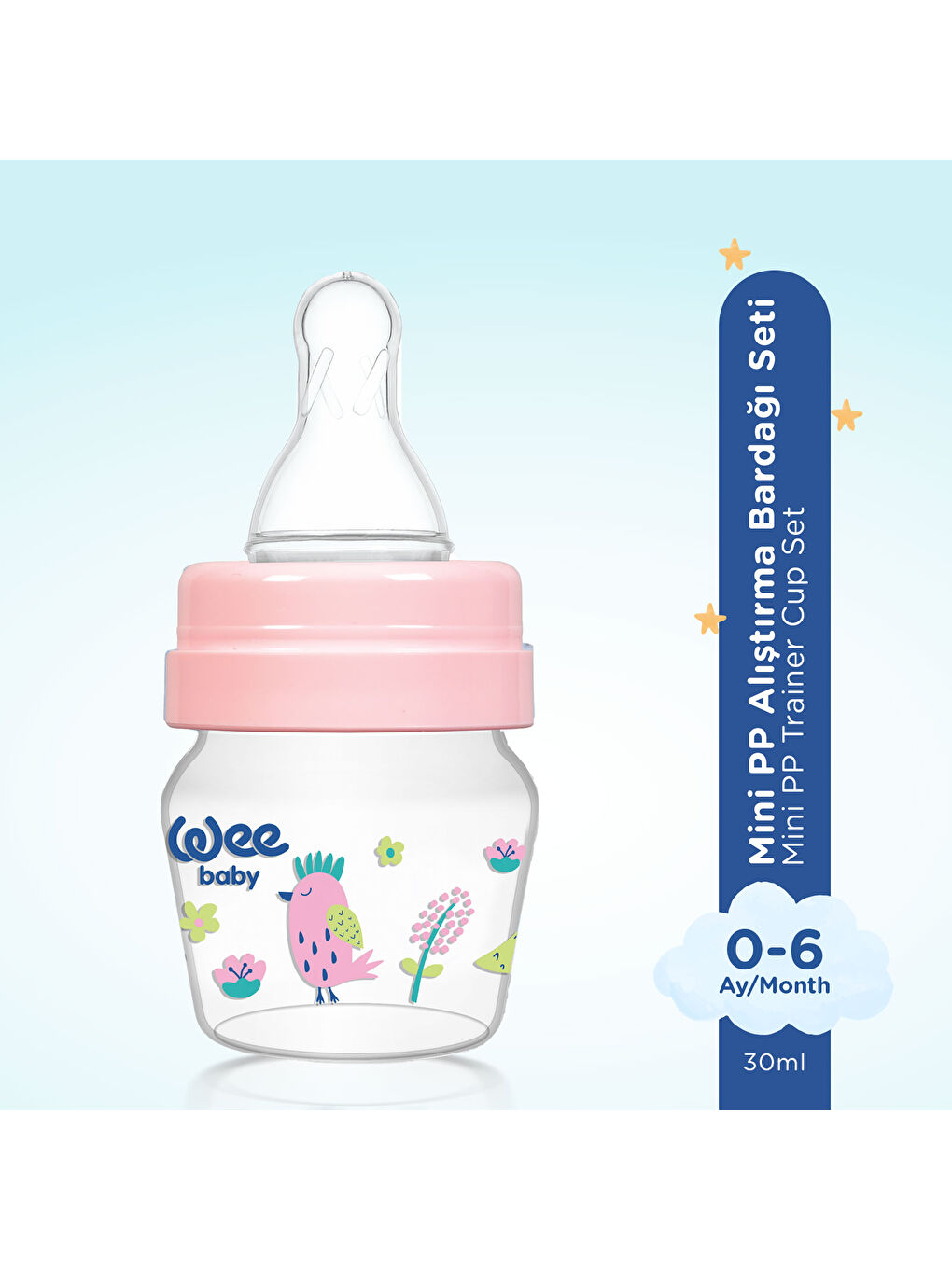Mini PP Alıştırma Bardağı Seti 30 ml - PEMBE-1