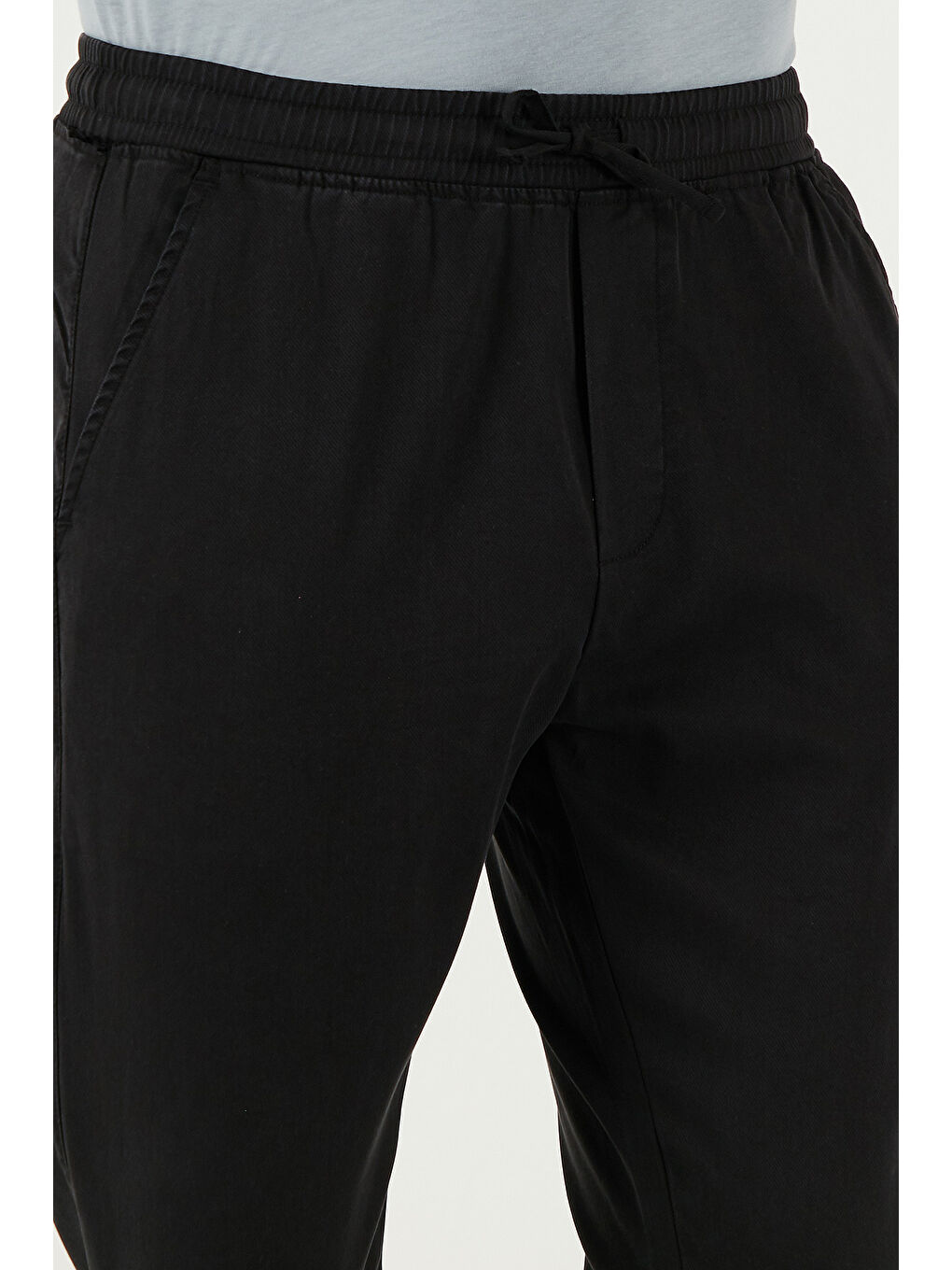 Siyah Pamuklu Slim Fit Lastikli Bel Boru Paça Erkek Pantolon 5545S87JMILANO-4