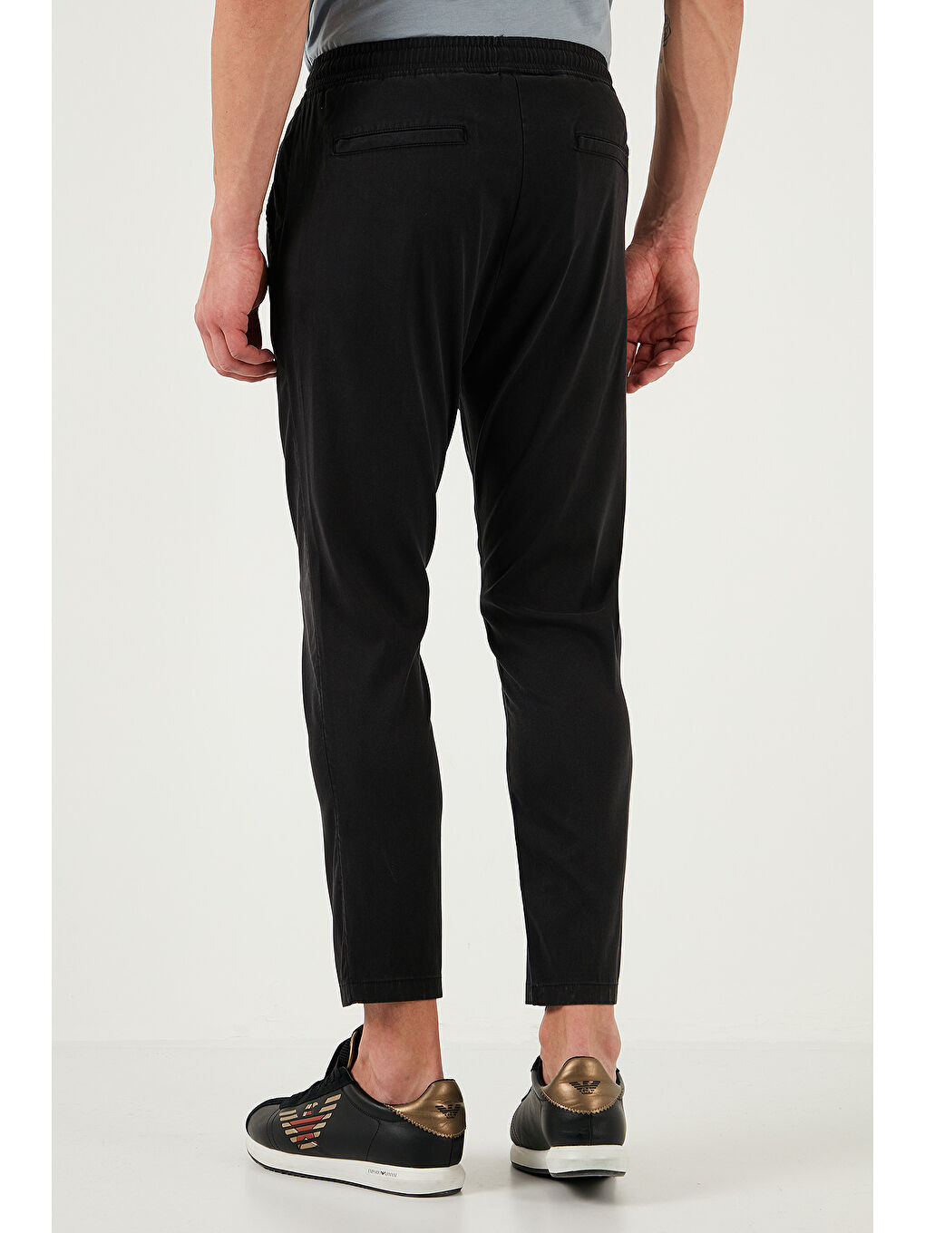 Siyah Pamuklu Slim Fit Lastikli Bel Boru Paça Erkek Pantolon 5545S87JMILANO-5