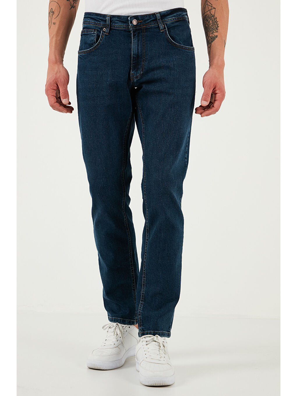 Lacivert Streç Pamuklu Regular Fit Normal Bel Boru Paça Jeans 2201S51PARMA-2