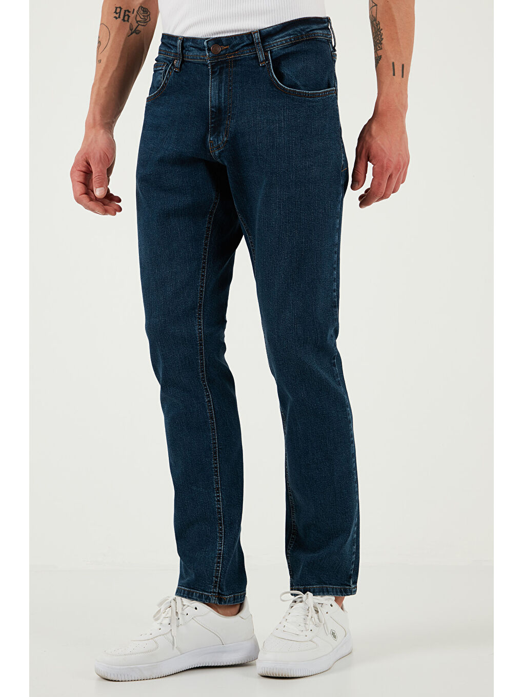Lacivert Streç Pamuklu Regular Fit Normal Bel Boru Paça Jeans 2201S51PARMA-3