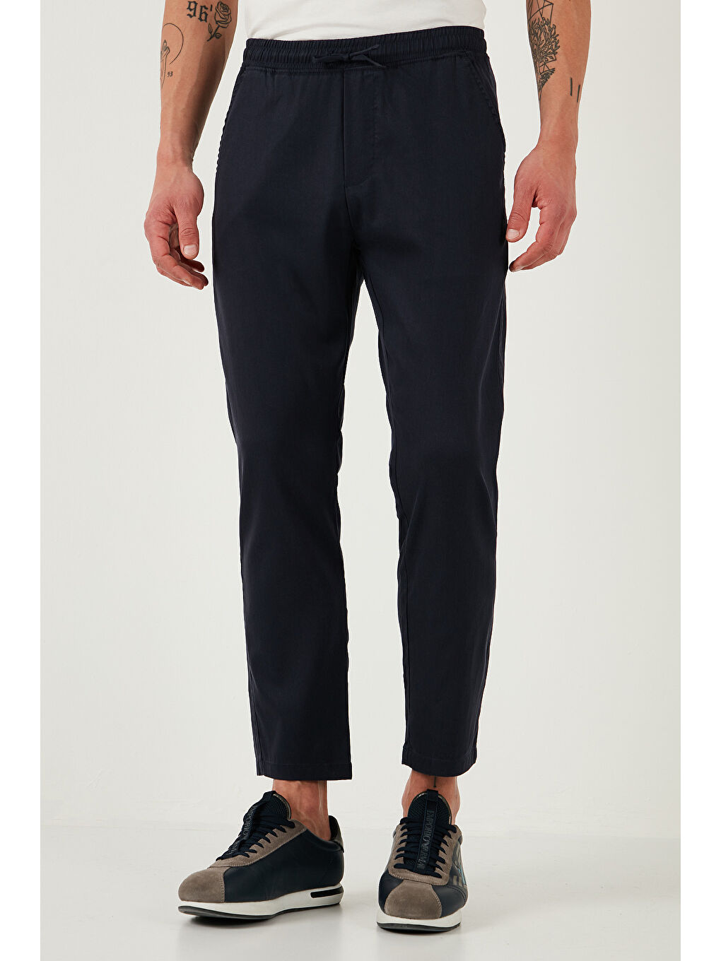 Lacivert Pamuklu Slim Fit Lastikli Bel Boru Paça Erkek Pantolon 5545S87JMILANO-2