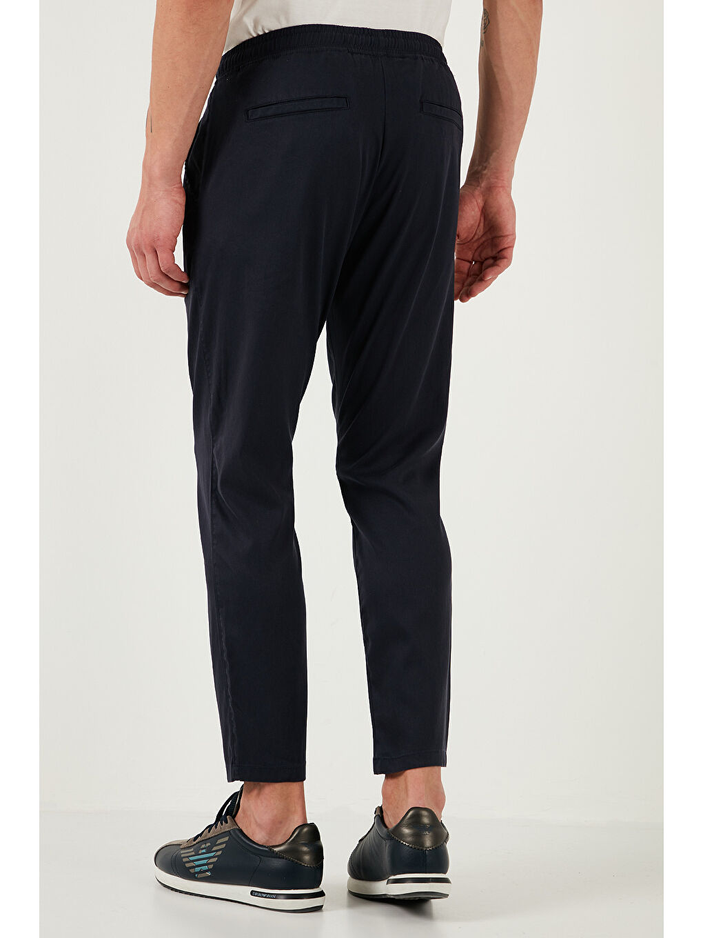 Lacivert Pamuklu Slim Fit Lastikli Bel Boru Paça Erkek Pantolon 5545S87JMILANO-5