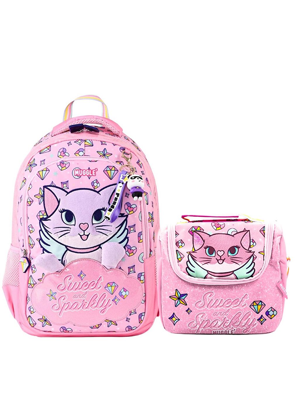 2 Bölmeli Sweet And Sparkly Okul Çantası + Beslenme Çantası Pembe 2 Li Set