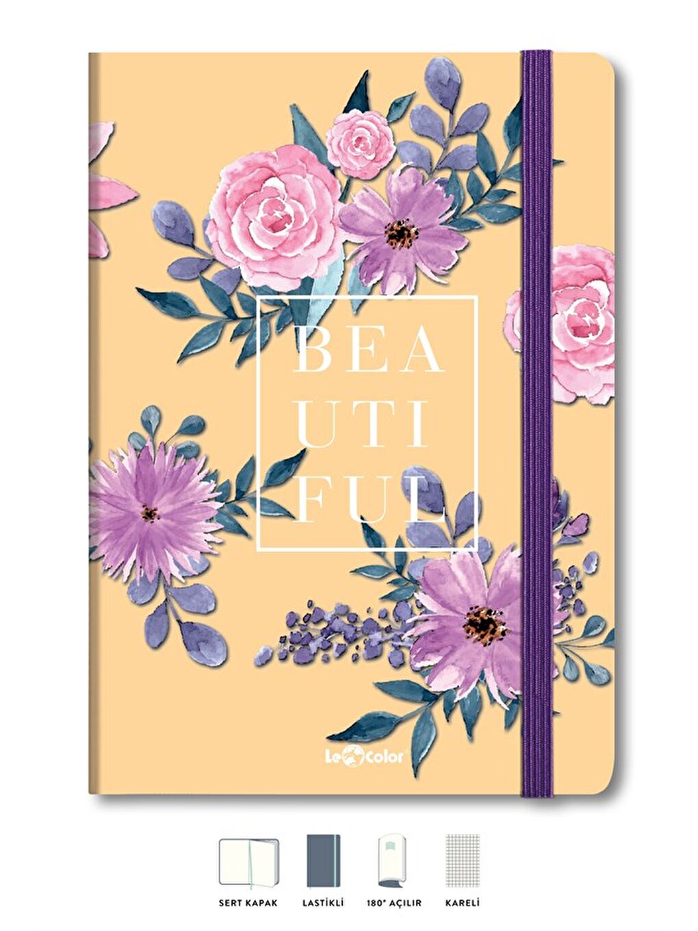 Çiçekli Defter Kareli Sarı 17x24 cm-1