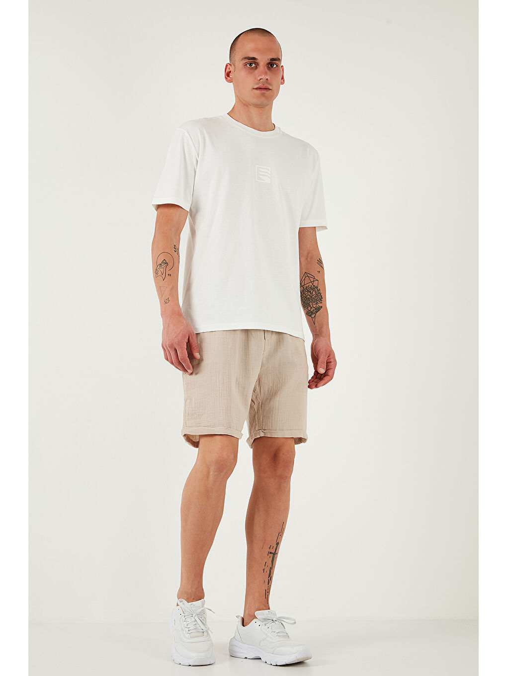 Bej % 100 Pamuk Regular Fit Normal Bel Müslin Short CF25S657802