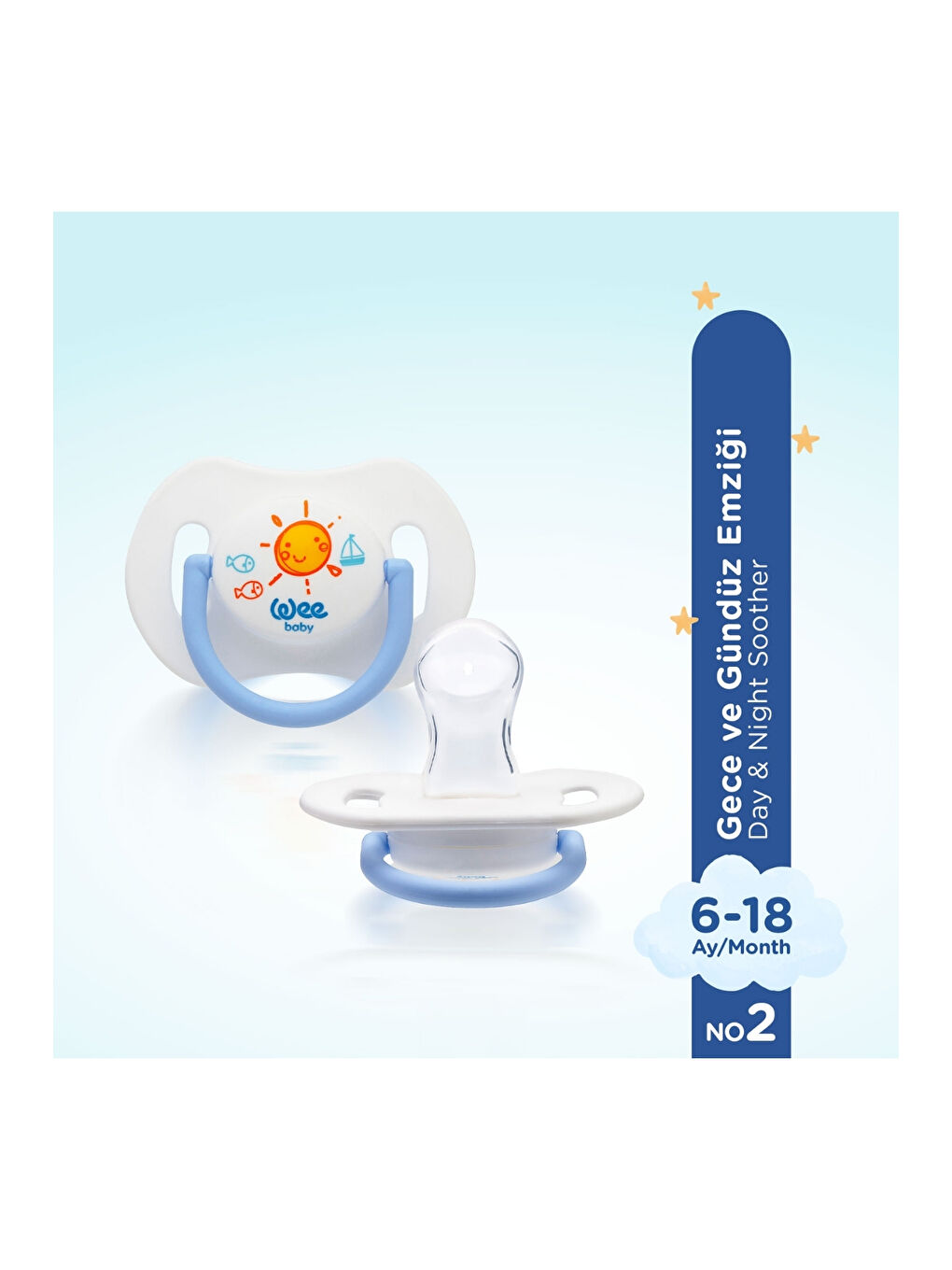 2'li Gece Gündüz Emzik No:2 (Saklama Kabı Hediyeli) - MAVİ-2