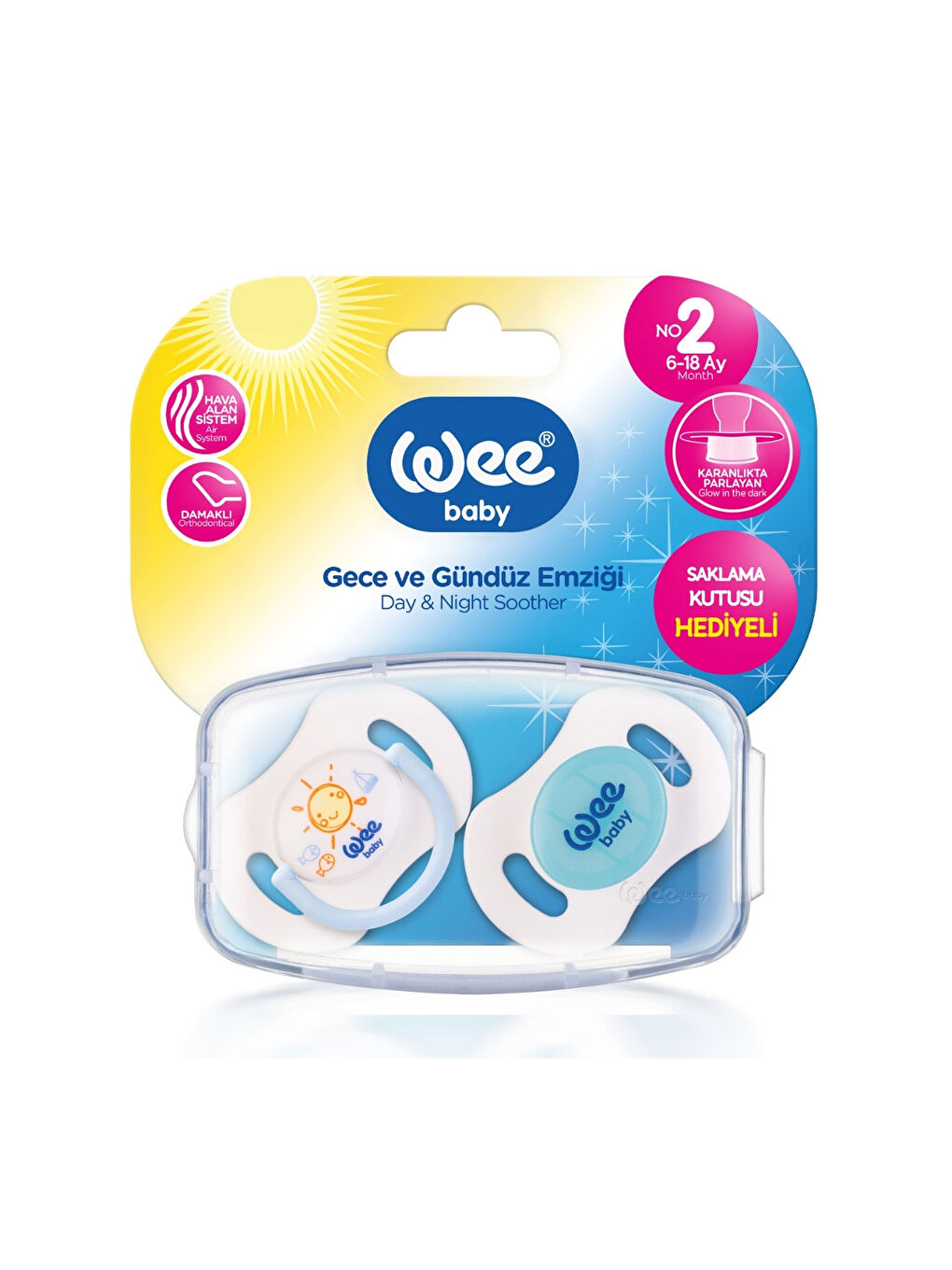 2'li Gece Gündüz Emzik No:2 (Saklama Kabı Hediyeli) - MAVİ-4