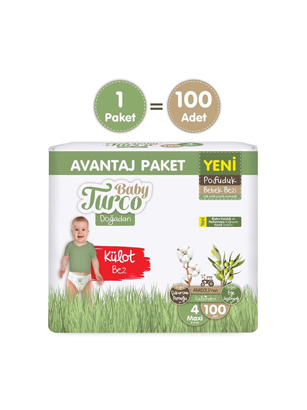 Doğadan Avantaj Paketi Pofuduk Külot Bez 4 Numara Maxi 100 Adet-1