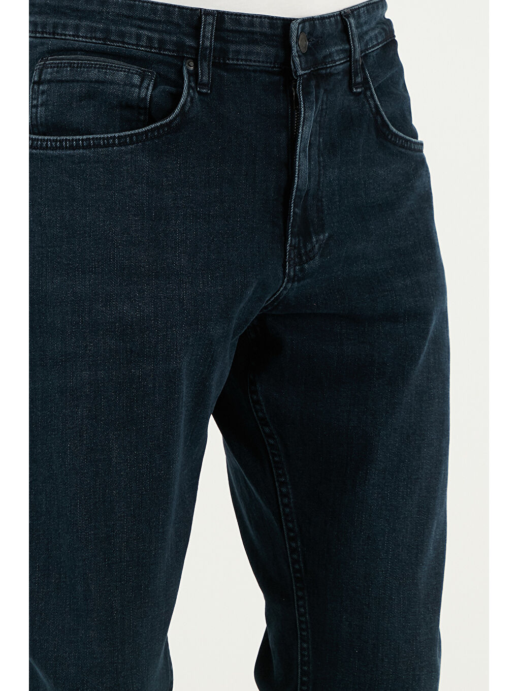 Lacivert Streç Pamuklu Comfort Fit Yüksek Bel Boru Paça Jeans 4411S54TEXAS-4