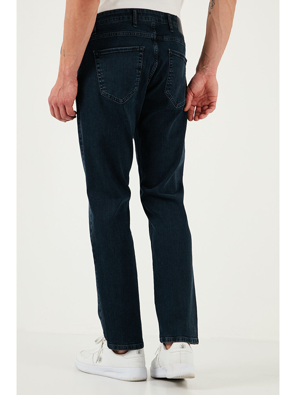 Lacivert Streç Pamuklu Comfort Fit Yüksek Bel Boru Paça Jeans 4411S54TEXAS-5