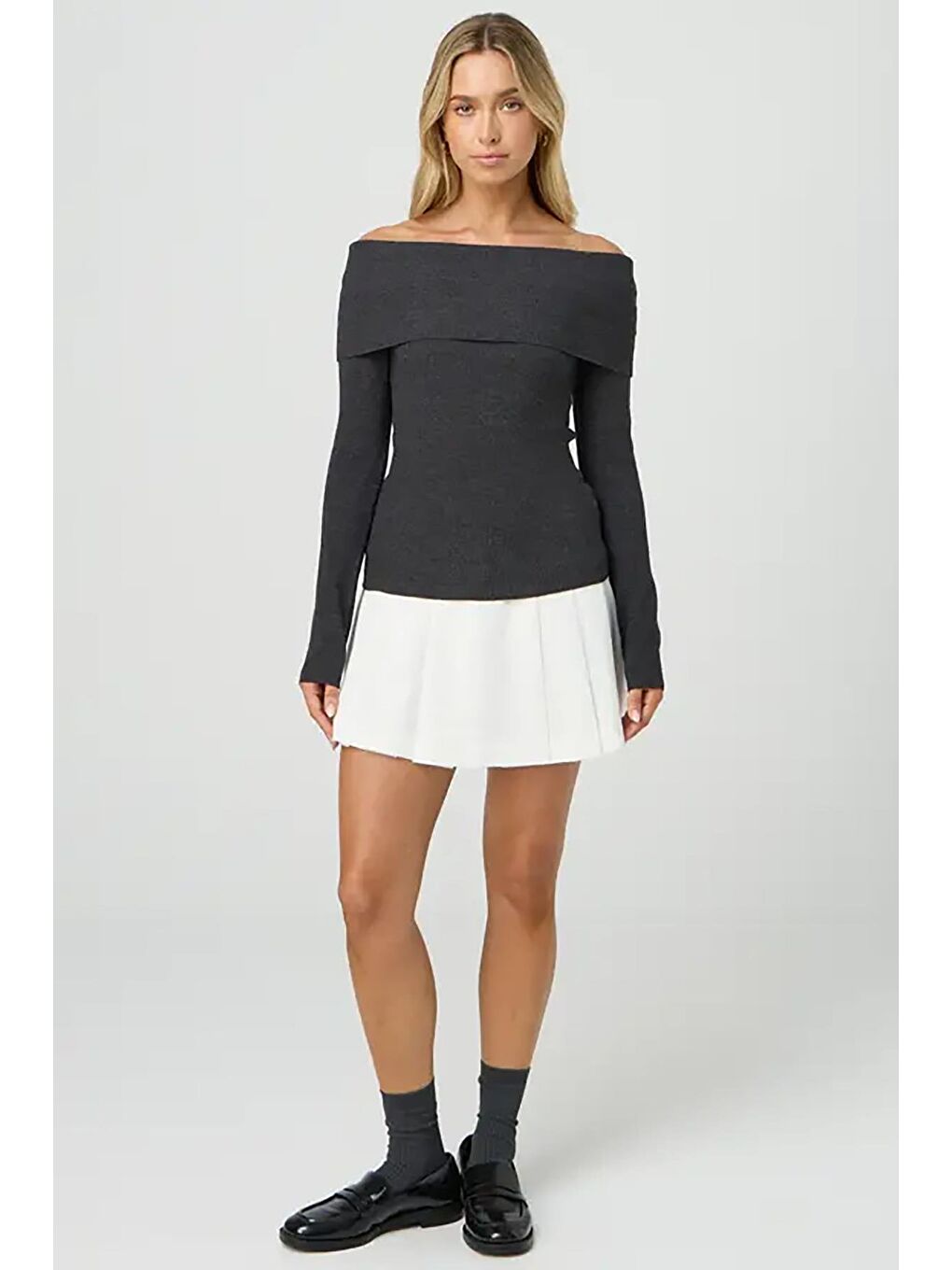 Antrasit Madonna Yaka Uzun Kollu Triko Kazak MG2184-3