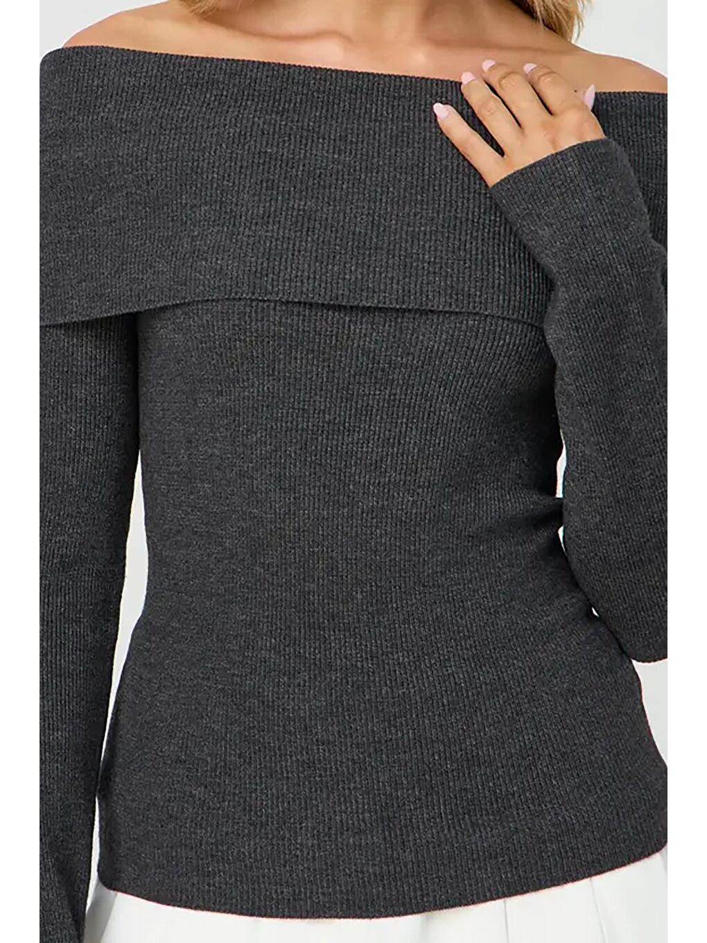 Antrasit Madonna Yaka Uzun Kollu Triko Kazak MG2184-4