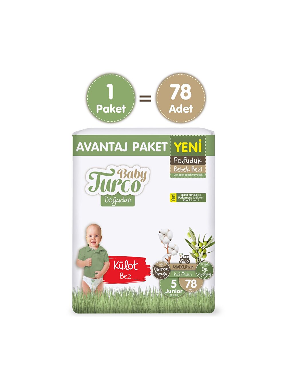 Doğadan Avantaj Paketi Pofuduk Külot Bez 5 Numara Junior 78 Adet-1
