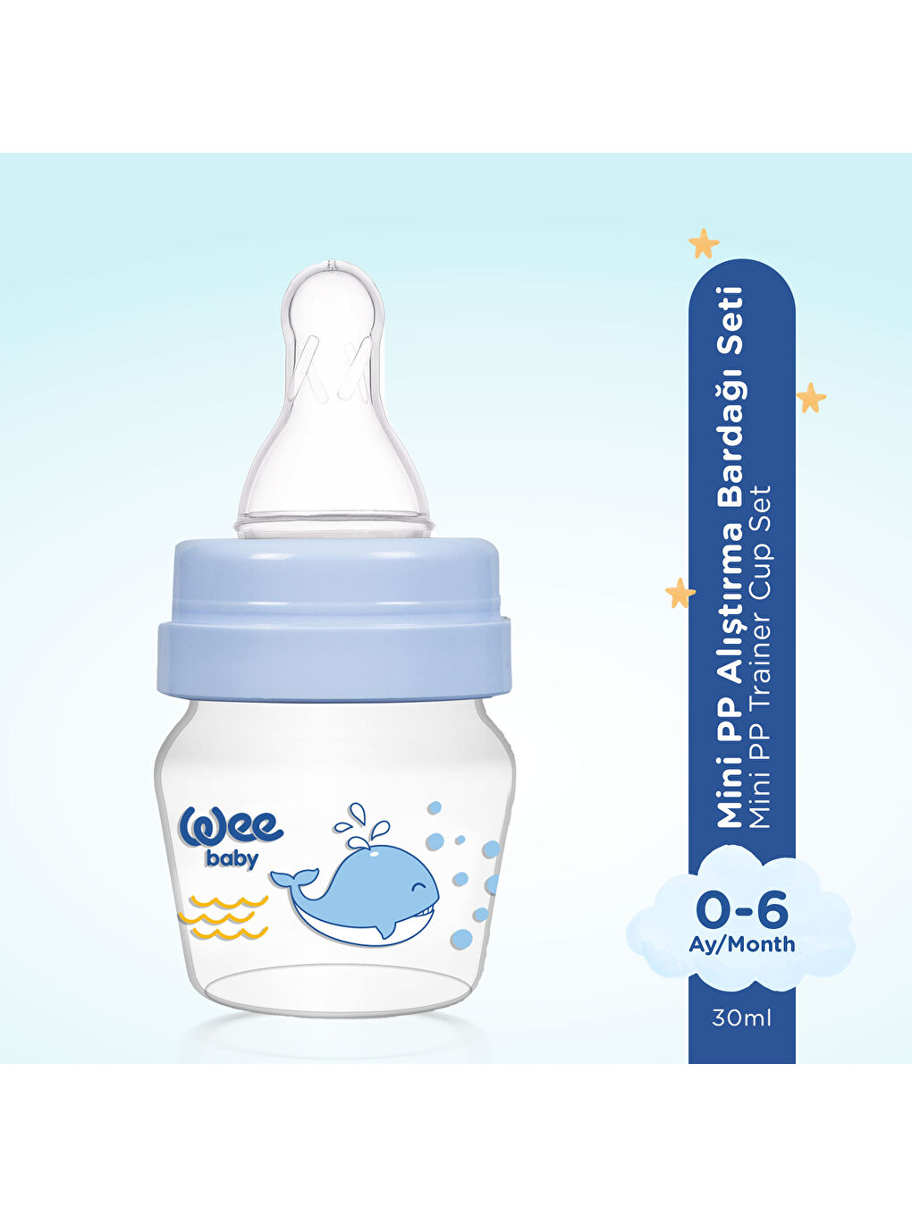 Mini PP Alıştırma Bardağı Seti 30 ml - MAVİ-1