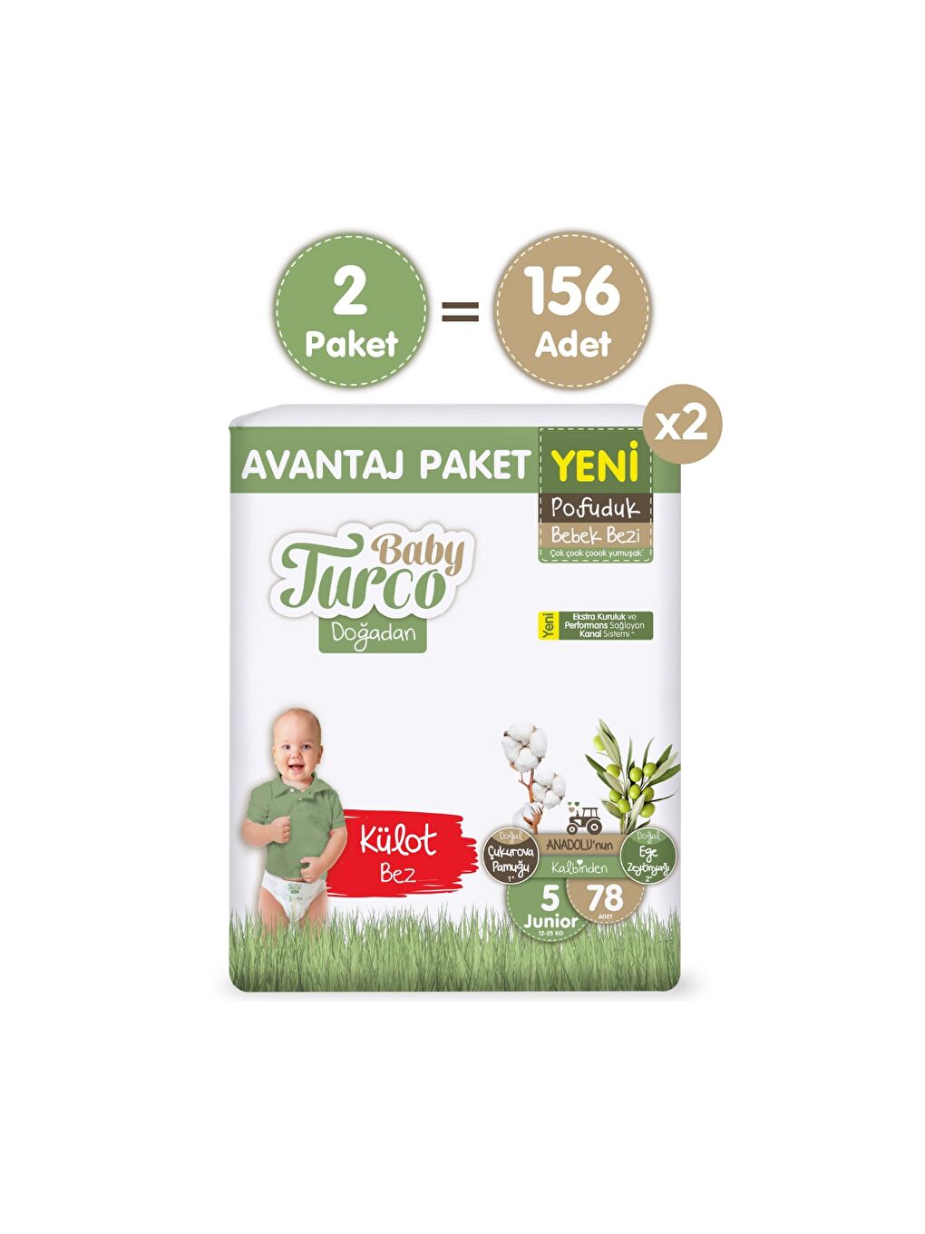 Doğadan Süper Avantaj Paketi Pofuduk Külot Bez 5 Numara Junior 156 Adet-1