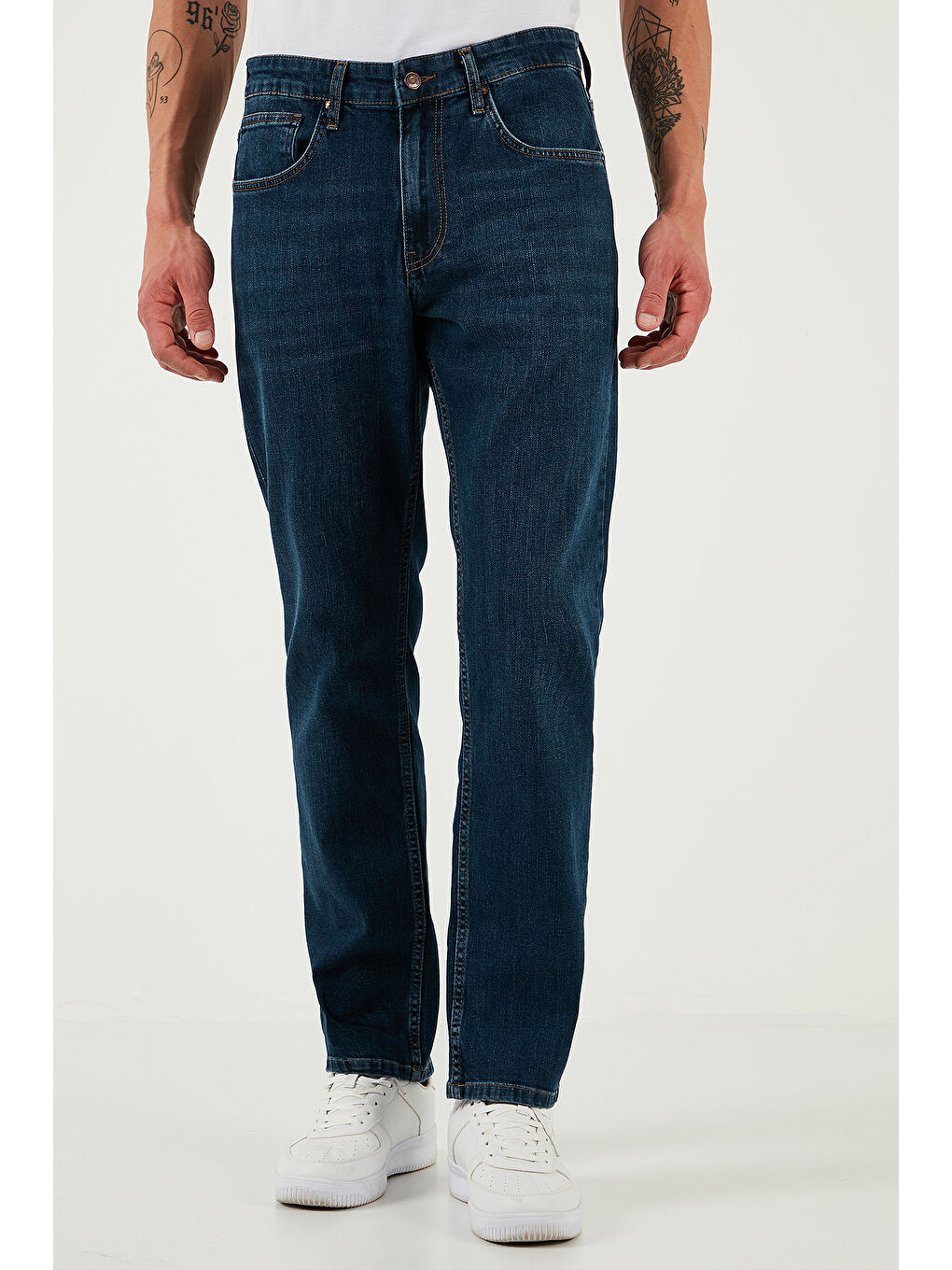 Lacivert Streç Pamuklu Comfort Fit Yüksek Bel Boru Paça Jeans 4400S57TEXAS-2