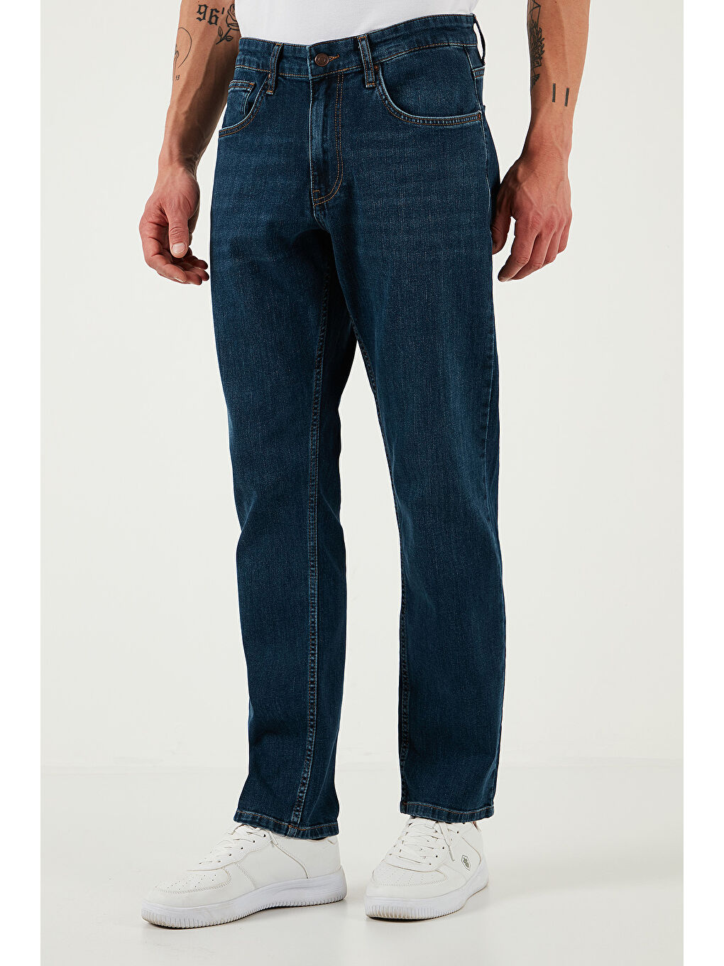 Lacivert Streç Pamuklu Comfort Fit Yüksek Bel Boru Paça Jeans 4400S57TEXAS-3
