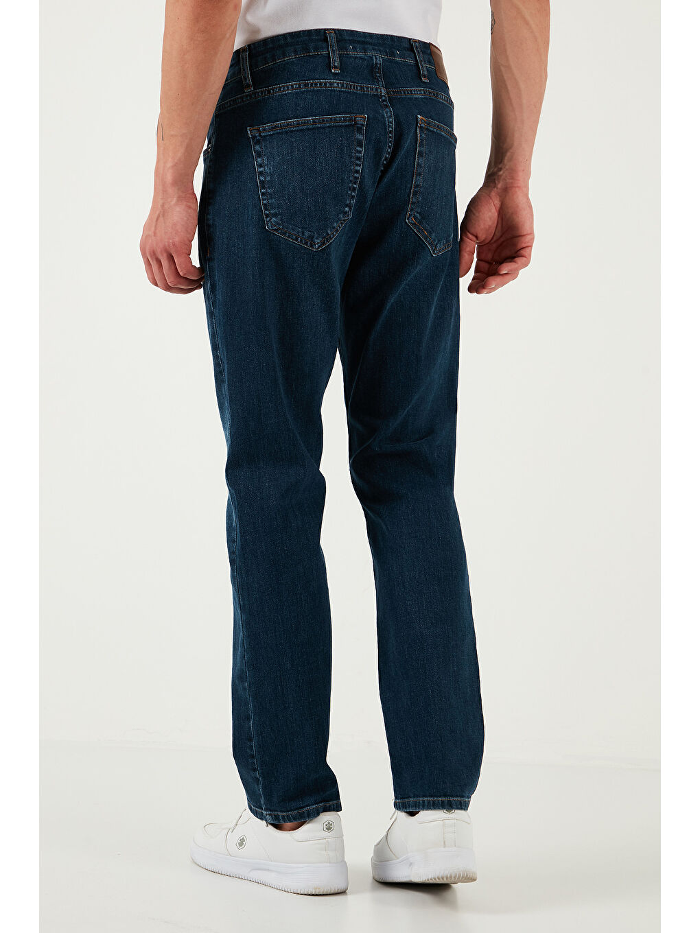 Lacivert Streç Pamuklu Comfort Fit Yüksek Bel Boru Paça Jeans 4400S57TEXAS-5