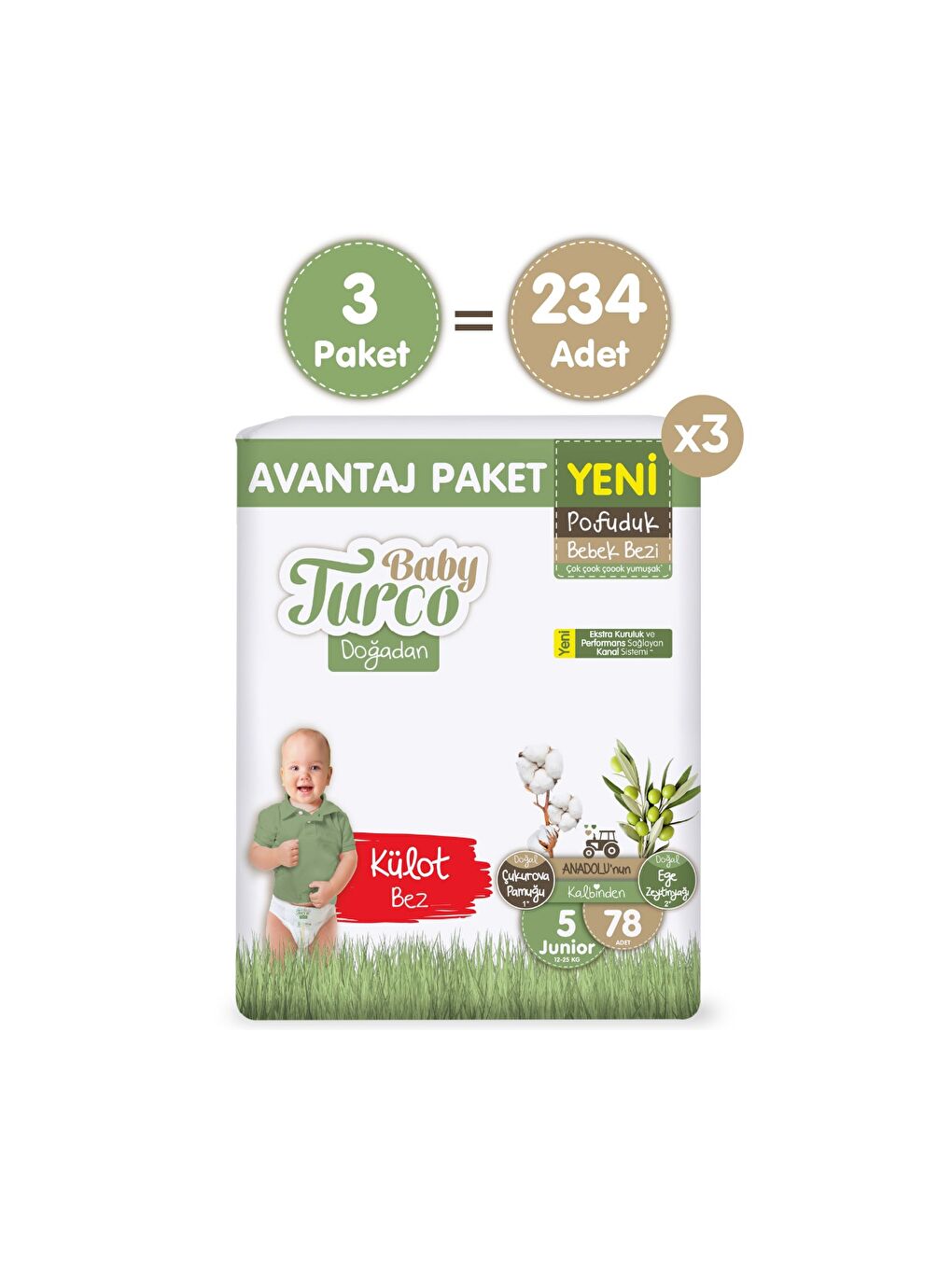 Doğadan Mega Avantaj Paketi Pofuduk Külot Bez 5 Numara Junior 234 Adet-1