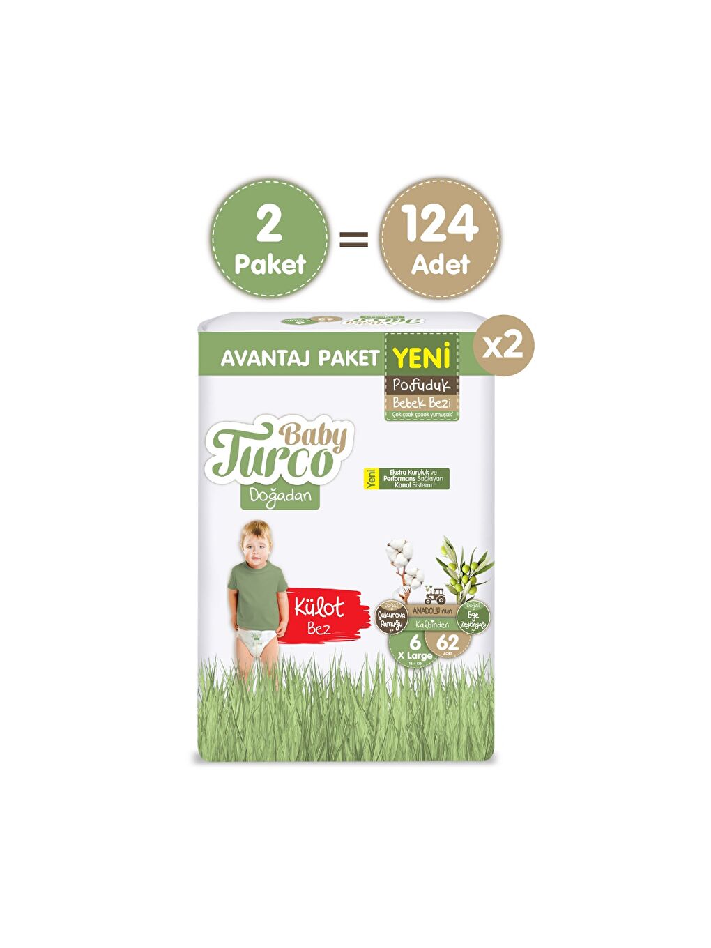 Doğadan Süper Avantaj Paketi Pofuduk Külot Bez 6 Numara Xlarge 124 Adet-1