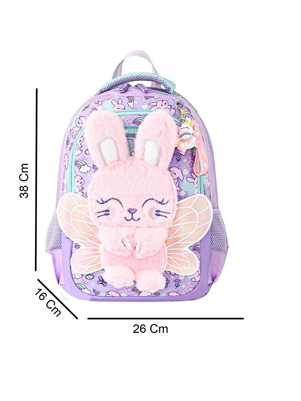2 Bölmeli Fluffy Bunny Okul Sırt Çantası Mor (MU-5788)-1