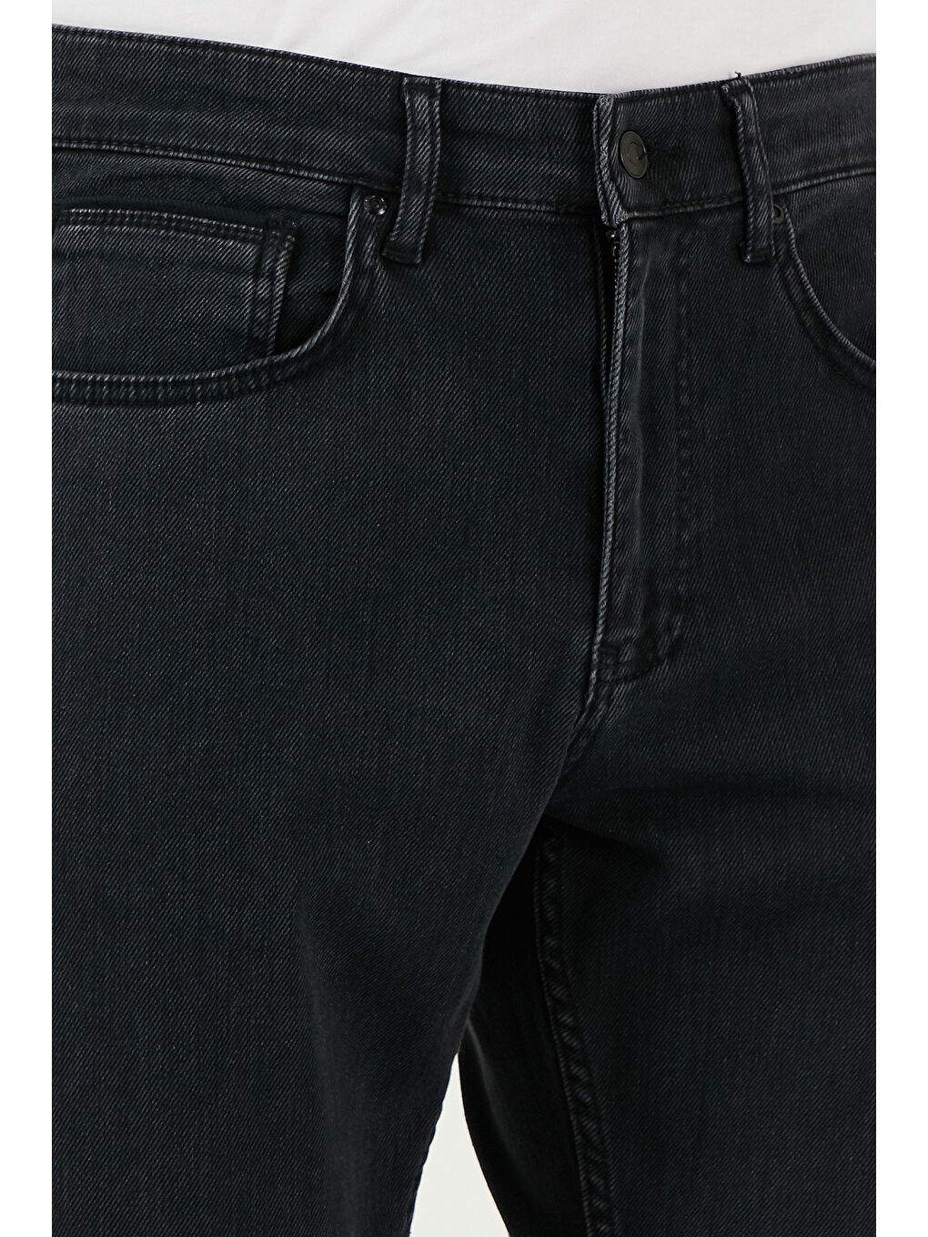 Siyah Pamuklu Comfort Fit Yüksek Bel Boru Paça Jeans 4411S88TEXAS-4